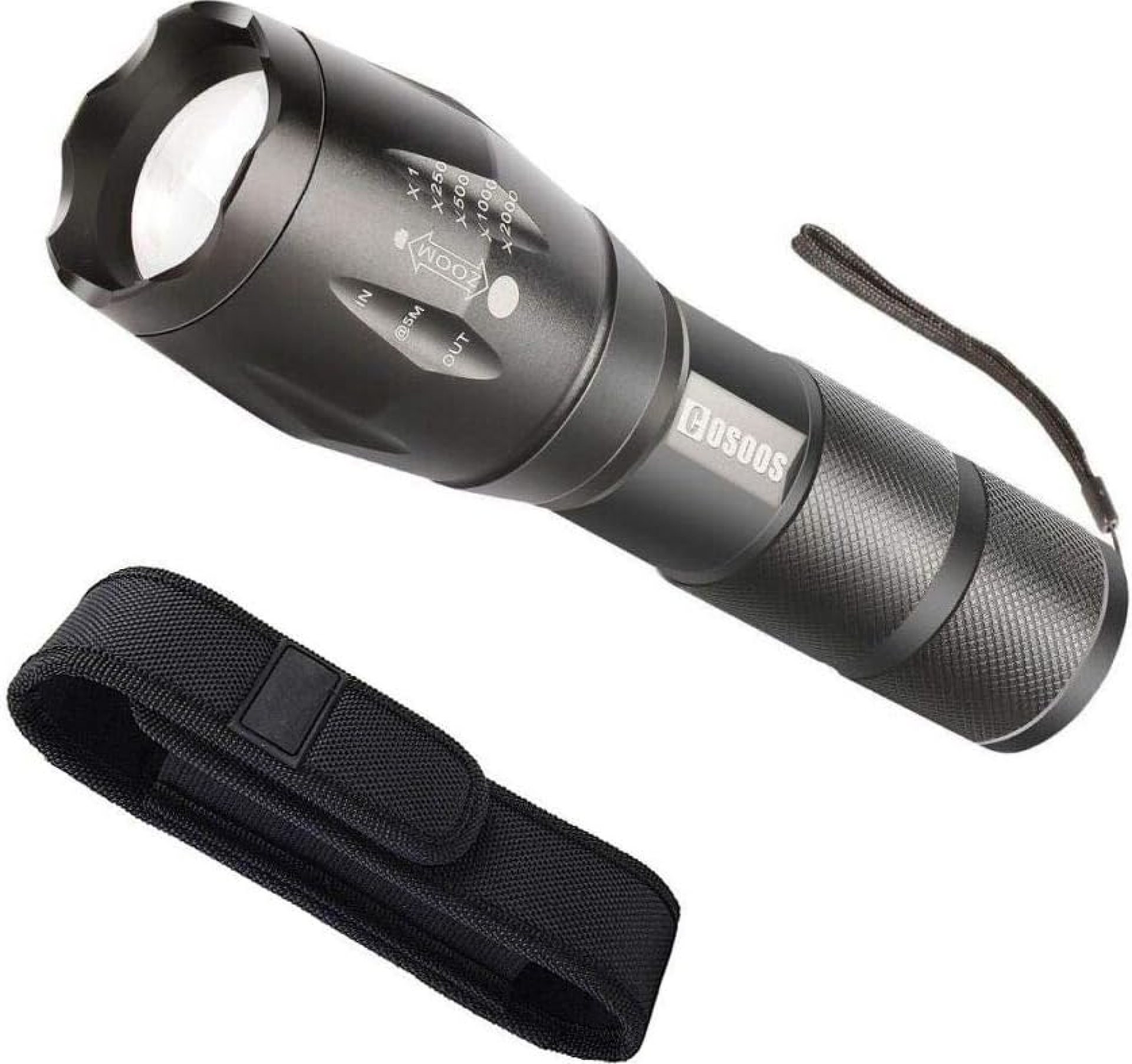 COSOOS LED Flashlight with Holster, Bright Tactical Flashlight 1000 Lumen, Zoomable 5-Mode Portable Waterproof Flash Light for Emergency, Hiking, Outdoor Camping Gear Accessories, No AAA Battery COSOOS LED Flashlight with Holster, Bright Tactical Flashlight 1000 Lumen, Zoomable 5-Mode Portable Waterproof Flash Light for Emergency, Hiking, Outdoor Camping Gear Accessories, No AAA Battery