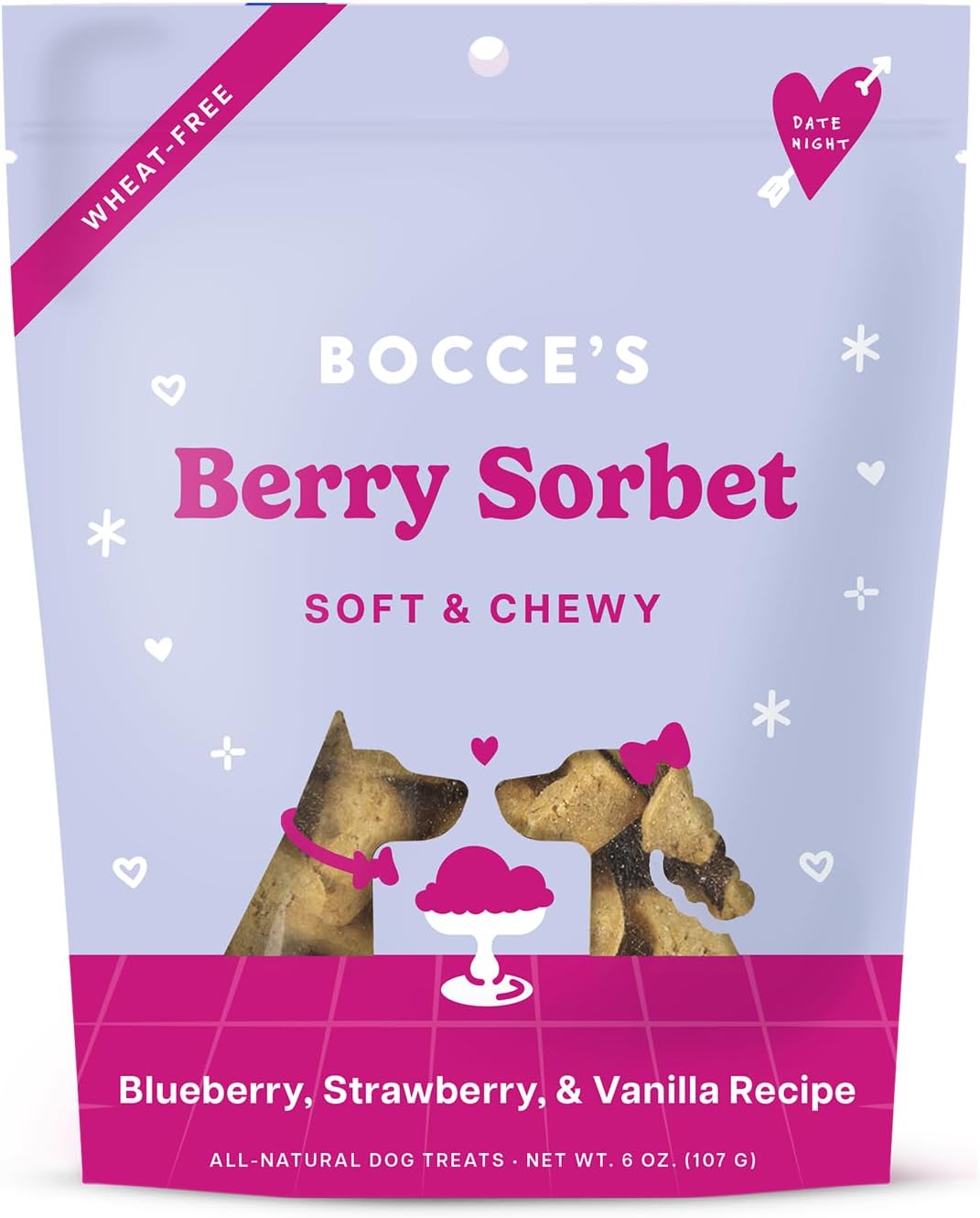 Bocce’s Bakery Berry Sorbet Treats for Dogs, Wheat-Free Everyday Dog Treats, Made with Real Ingredients, Baked in The USA, All-Natural Soft & Chewy Cookies, Strawberry, Blueberry & Vanilla, 6 oz Bocce’s Bakery Berry Sorbet Treats for Dogs, Wheat-Free Everyday Dog Treats, Made with Real Ingredients, Baked in The USA, All-Natural Soft & Chewy Cookies, Strawberry, Blueberry & Vanilla, 6 oz