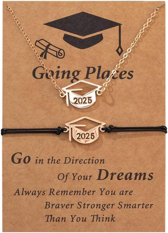 2025 Graduation Jewelry Set – Adjustable Necklace & Bracelet with Inspirational Charm, Gift for College Grads 2025 Graduation Jewelry Set – Adjustable Necklace & Bracelet with Inspirational Charm, Gift for College Grads