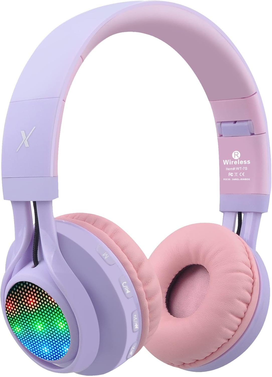 Riwbox WT-7S Kids Bluetooth Headphones Light Up, Foldable Stero Wireless Headset with Microphone and Volume Control for PC/Tablet/TV/Travel (Purple) Riwbox WT-7S Kids Bluetooth Headphones Light Up, Foldable Stero Wireless Headset with Microphone and Volume Control for PC/Tablet/TV/Travel (Purple)