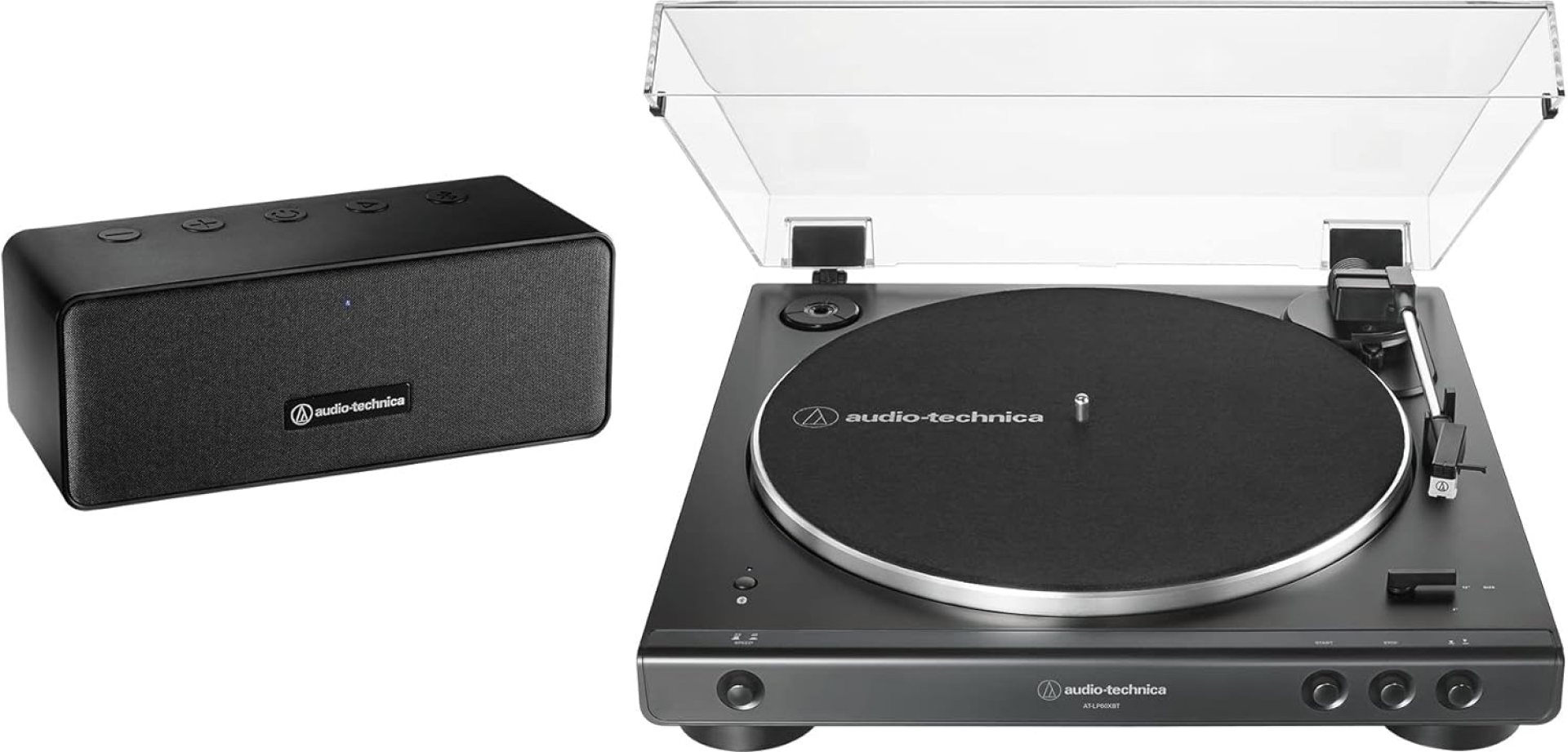 Audio-Technica Audio Technica AT-LP60XSPBT-BK Bluetooth Turntable and Speaker Bundle (Black) Audio-Technica Audio Technica AT-LP60XSPBT-BK Bluetooth Turntable and Speaker Bundle (Black)
