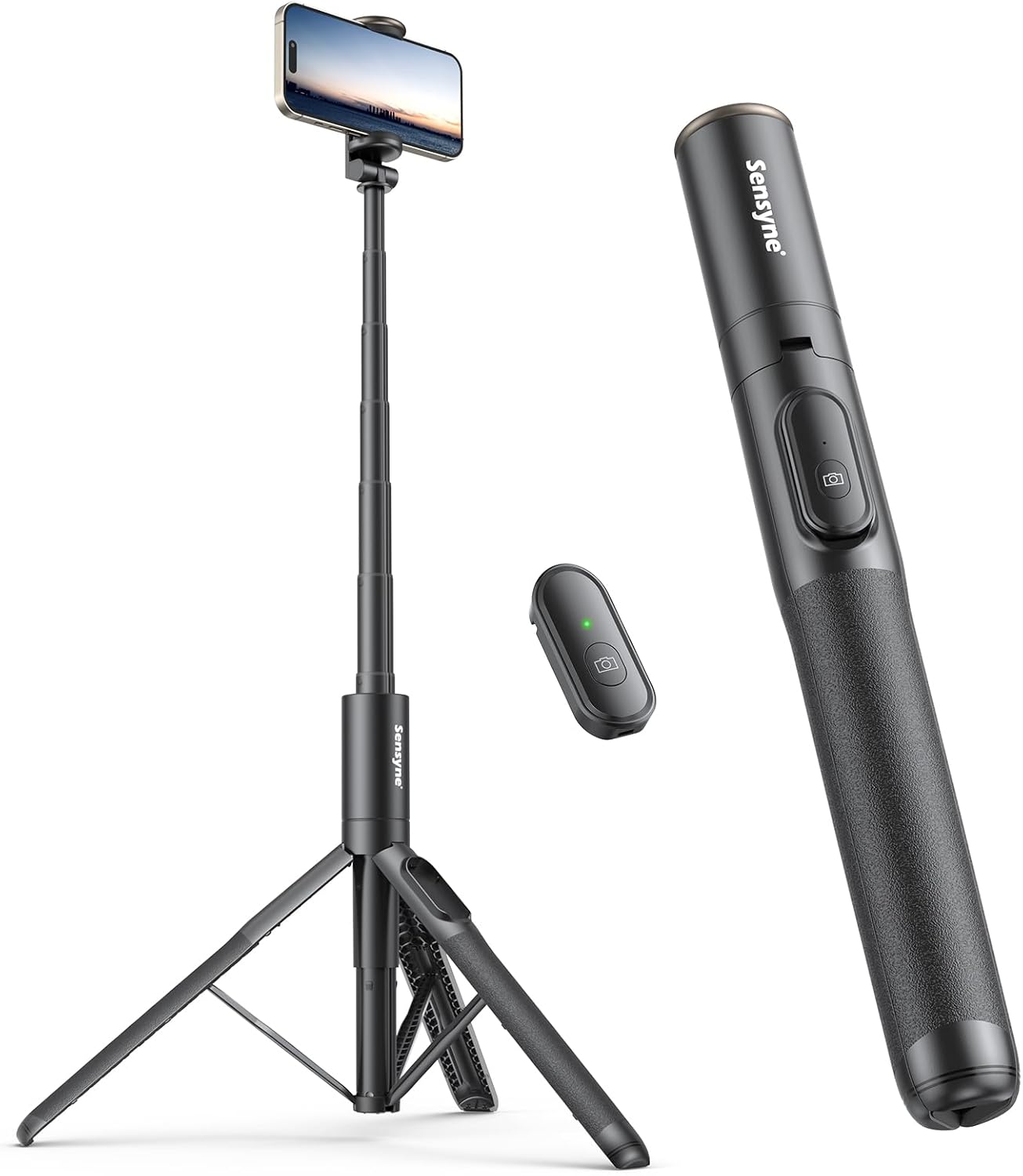 Sensyne 60″ Phone Tripod & Selfie Stick, Lightweight All in One Phone Tripod Integrated with Wireless Remote Compatible with All Cell Phones for Selfie/Video Recording/Photo/Live Stream/Vlog(Black) Sensyne 60″ Phone Tripod & Selfie Stick, Lightweight All in One Phone Tripod Integrated with Wireless Remote Compatible with All Cell Phones for Selfie/Video Recording/Photo/Live Stream/Vlog(Black)