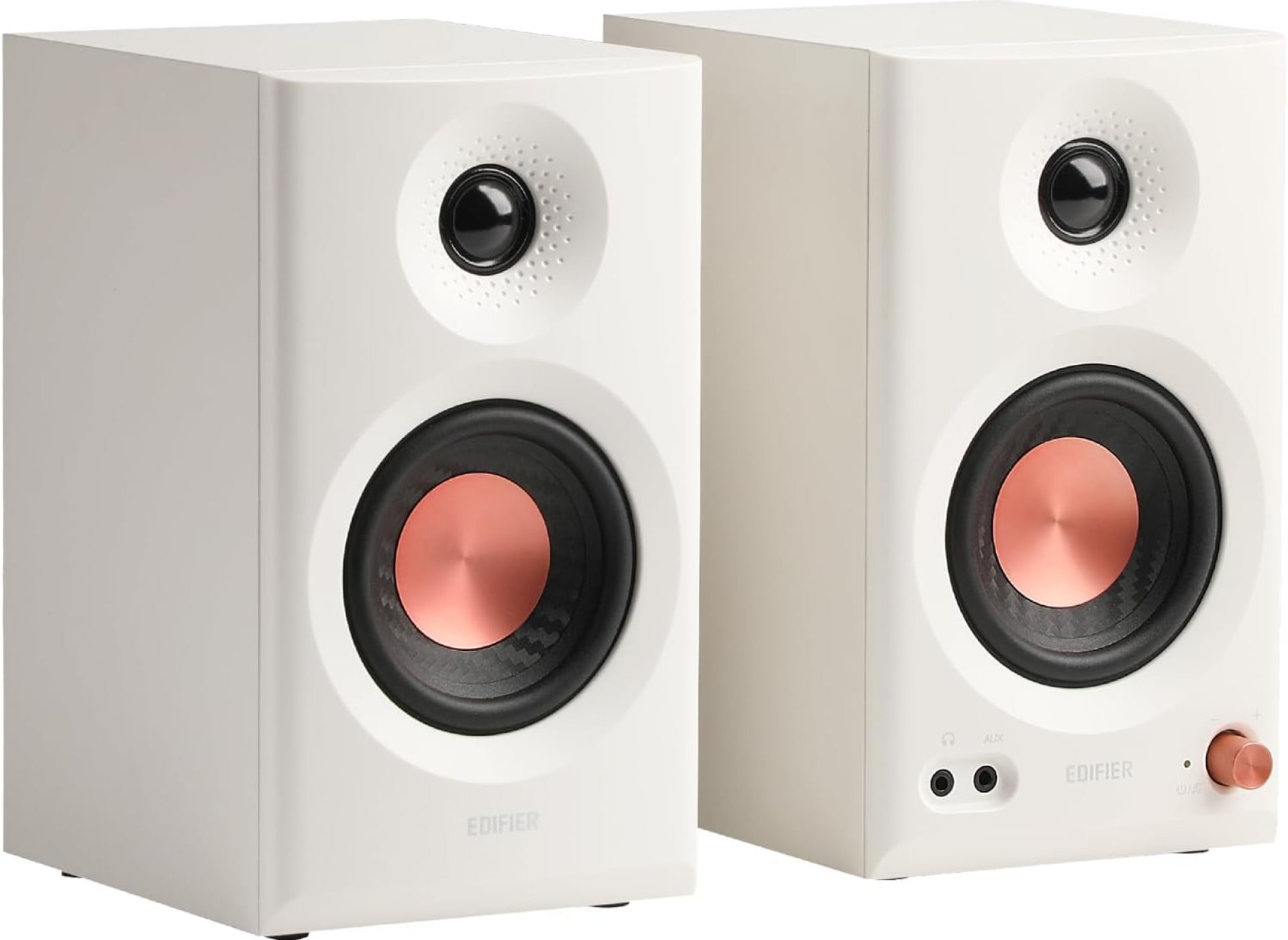 Edifier MR3 Powered Studio Monitor Speakers, Hi-Res Audio Certified Bluetooth V5.4 Active Bookshelf Loudspeakers, 2.0 Computer Speaker with Headphone Output RCA AUX Balanced TRS Input – White (Pair) Edifier MR3 Powered Studio Monitor Speakers, Hi-Res Audio Certified Bluetooth V5.4 Active Bookshelf Loudspeakers, 2.0 Computer Speaker with Headphone Output RCA AUX Balanced TRS Input – White (Pair)
