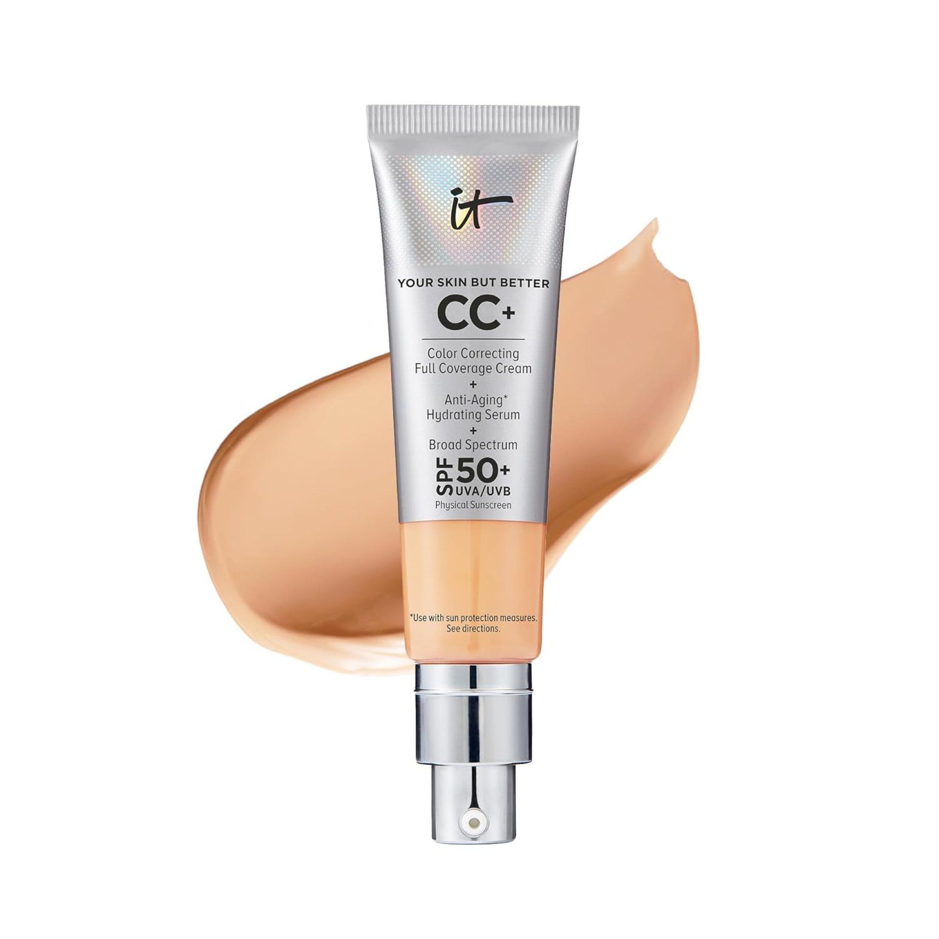 IT Cosmetics Your Skin But Better CC+ Cream – Color Correcting Cream, Full-Coverage Foundation, Hydrating Serum & SPF 50+ Sunscreen – Natural Finish – 1.08 fl oz IT Cosmetics Your Skin But Better CC+ Cream – Color Correcting Cream, Full-Coverage Foundation, Hydrating Serum & SPF 50+ Sunscreen – Natural Finish – 1.08 fl oz