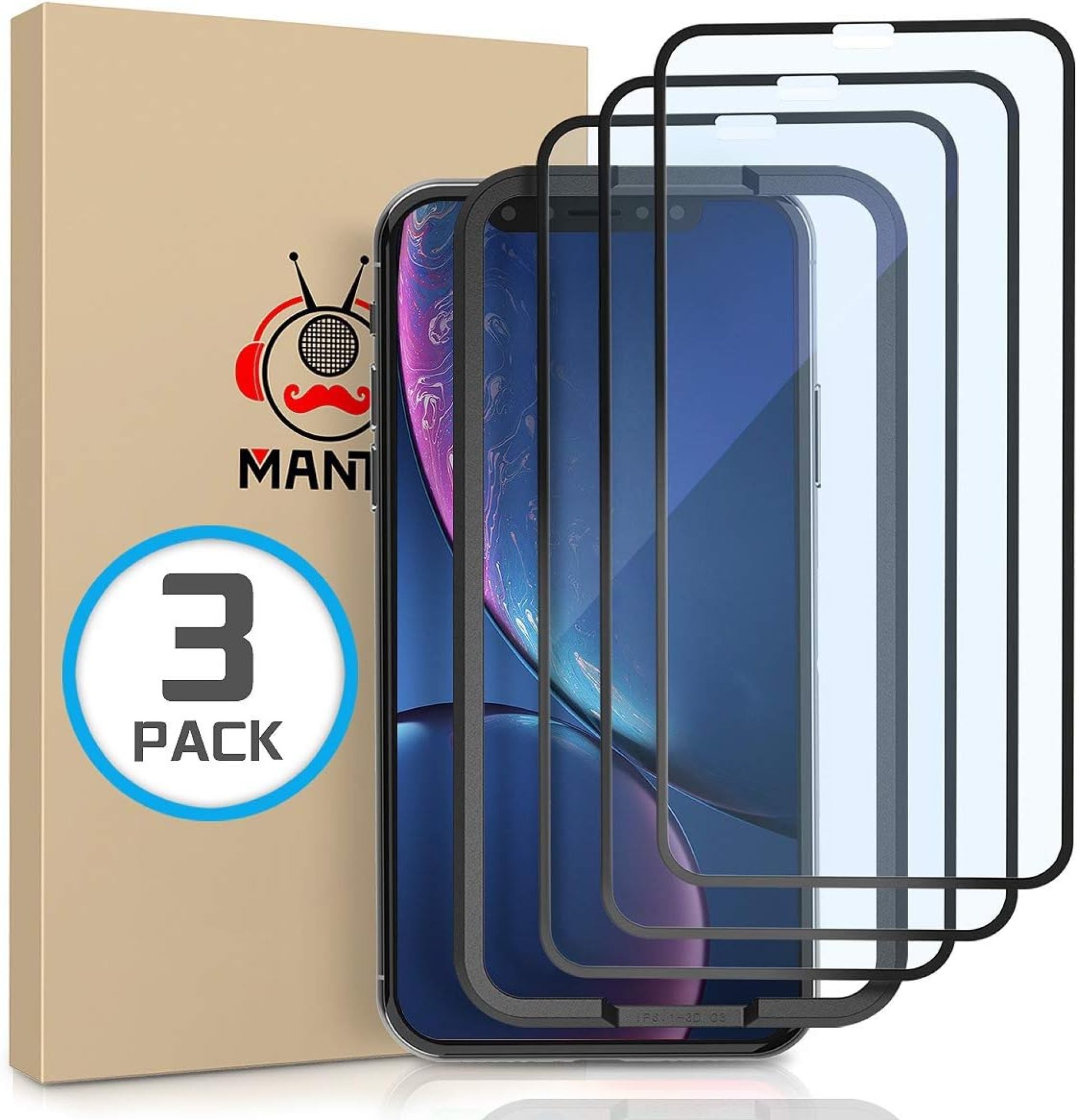 MANTO Screen Protector Compatible with iPhone 11 and iPhone XR 6.1 Inch Full Coverage Tempered Glass Film, 3D Touch, Anti Fingerprint, 3 Pack MANTO Screen Protector Compatible with iPhone 11 and iPhone XR 6.1 Inch Full Coverage Tempered Glass Film, 3D Touch, Anti Fingerprint, 3 Pack