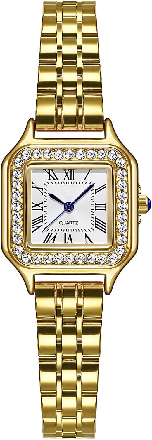 ADSBIAOYE Gold Watches for Women Dainty Square Vintage Watches Luxury Ladies Diamond Accent Dress Stainless Steel Bracelet Watch Analog Quartz Waterproof Watch ADSBIAOYE Gold Watches for Women Dainty Square Vintage Watches Luxury Ladies Diamond Accent Dress Stainless Steel Bracelet Watch Analog Quartz Waterproof Watch