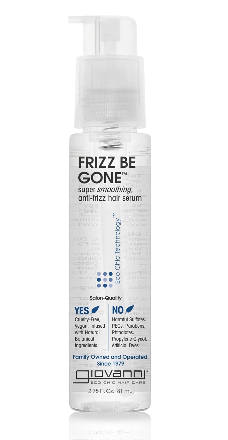 GIOVANNI ECO CHIC Frizz Be Gone – Super Smoothing Anti-Frizz Hair Serum, Adds Shine, Seals in Color, Infused with Natural Botanical Ingredients, Salon Quality, No Parabens – 2.75 oz (3 Pack) GIOVANNI ECO CHIC Frizz Be Gone – Super Smoothing Anti-Frizz Hair Serum, Adds Shine, Seals in Color, Infused with Natural Botanical Ingredients, Salon Quality, No Parabens – 2.75 oz (3 Pack)