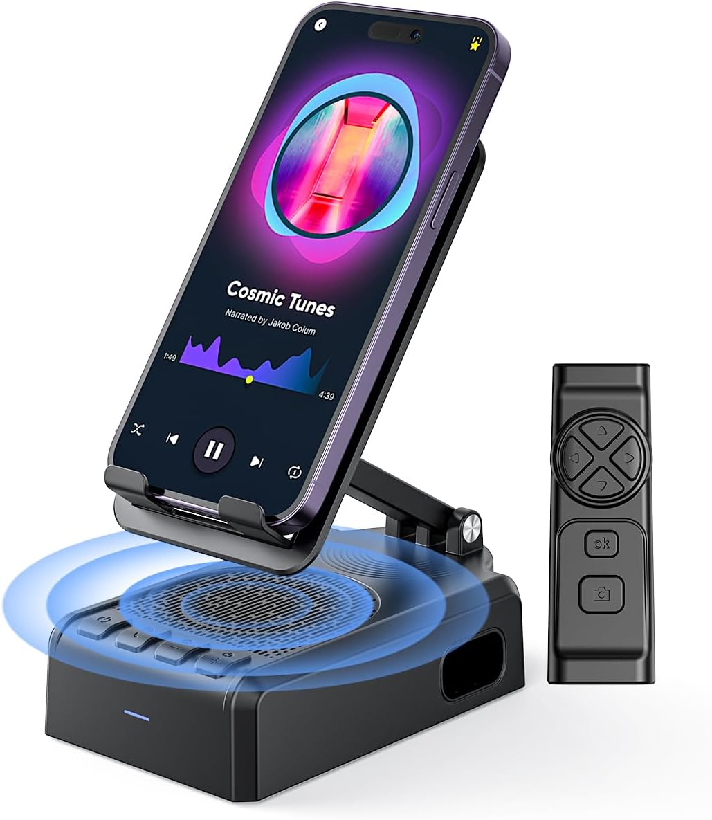 AIKELA Bluetooth Speaker with Video Scrolling Remote and Phone Stand, Phone Speaker Amplifier, Stereo Sound, Adjustable Holder, Gifts for Men Women Teens AIKELA Bluetooth Speaker with Video Scrolling Remote and Phone Stand, Phone Speaker Amplifier, Stereo Sound, Adjustable Holder, Gifts for Men Women Teens