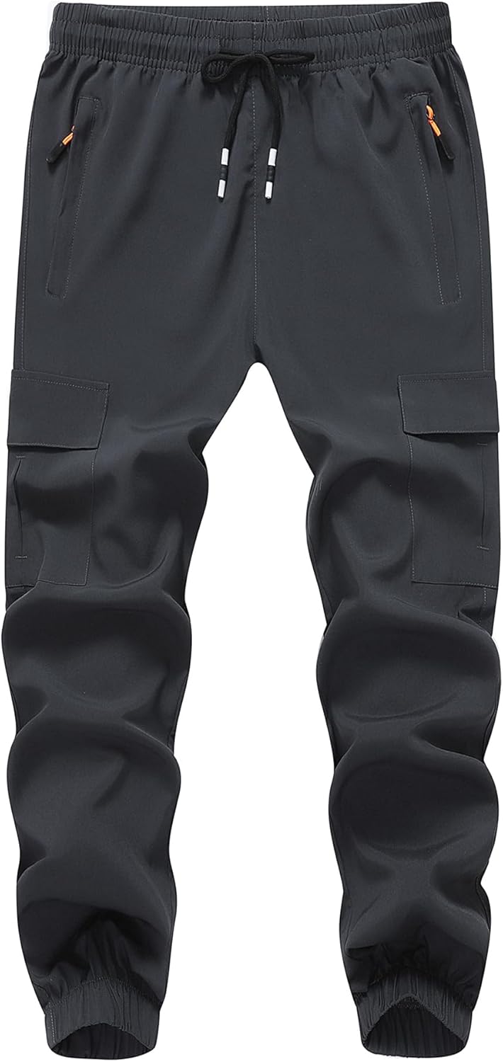 Boy’s Cargo Joggers Pants Youth Quick Dry Hiking Lightweight Pants for Sports Outdoor with Zipper Pockets Boy’s Cargo Joggers Pants Youth Quick Dry Hiking Lightweight Pants for Sports Outdoor with Zipper Pockets