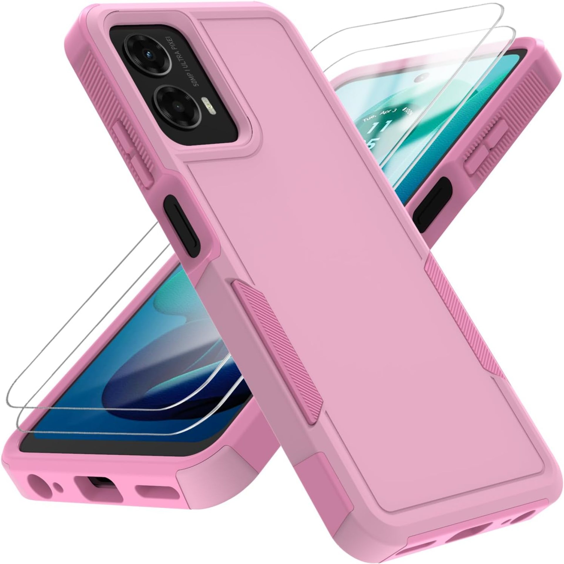 Compatible with Moto G 5G 2024/Moto G 2024 Case with HD Screen Protector Heavy Duty Rugged Full-Body Shockproof Protection (Pink) Compatible with Moto G 5G 2024/Moto G 2024 Case with HD Screen Protector Heavy Duty Rugged Full-Body Shockproof Protection (Pink)