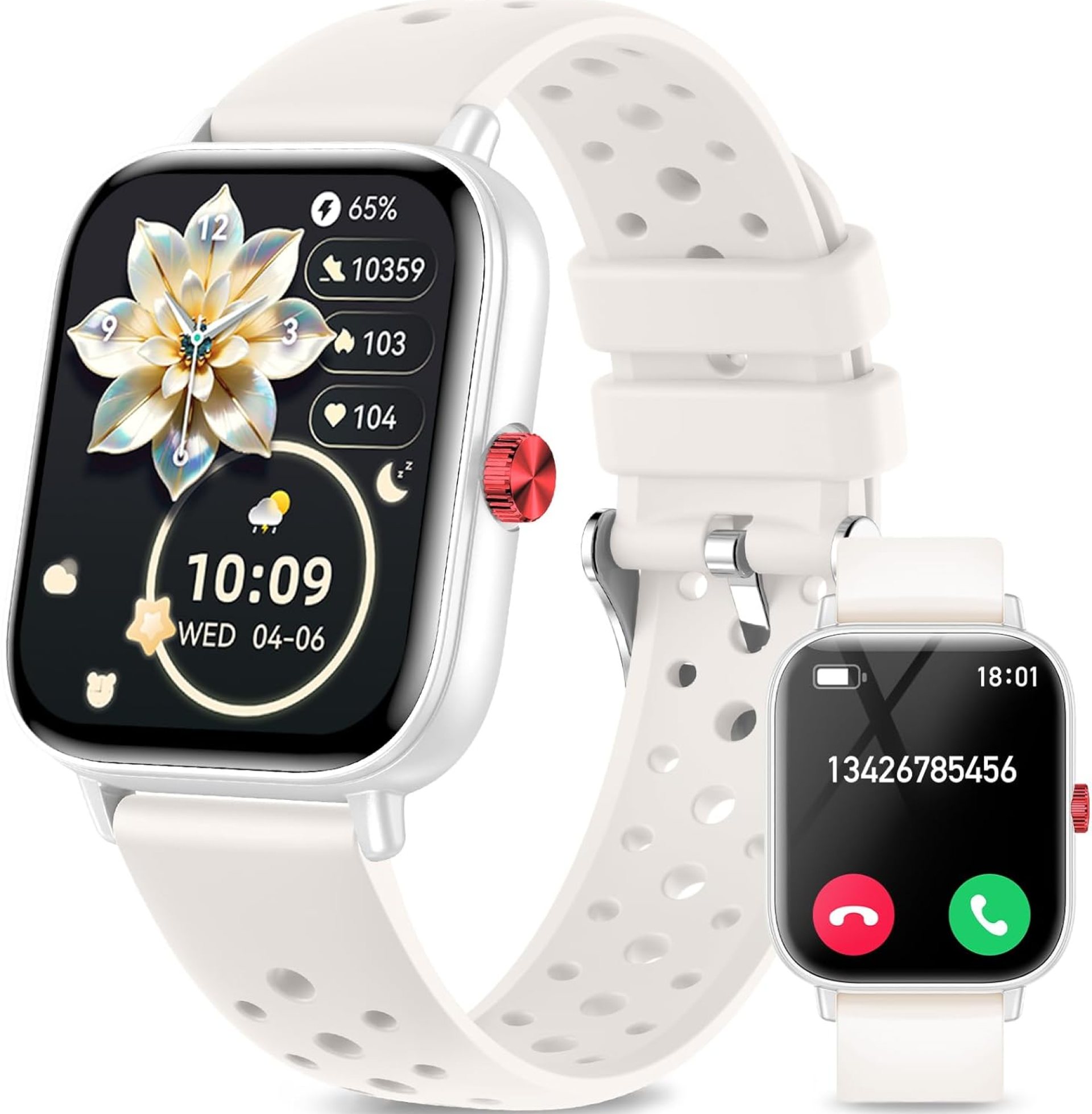 Smart Watches for Women Men with Bluetooth Calls: 1.8”LCD Screen Fitness Trackers with 24-Hour Heart Rate SpO2 Sleep Monitor 120+ Sport Mode Waterproof Smartwatch Compatible with iPhone Android Phones Smart Watches for Women Men with Bluetooth Calls: 1.8”LCD Screen Fitness Trackers with 24-Hour Heart Rate SpO2 Sleep Monitor 120+ Sport Mode Waterproof Smartwatch Compatible with iPhone Android Phones