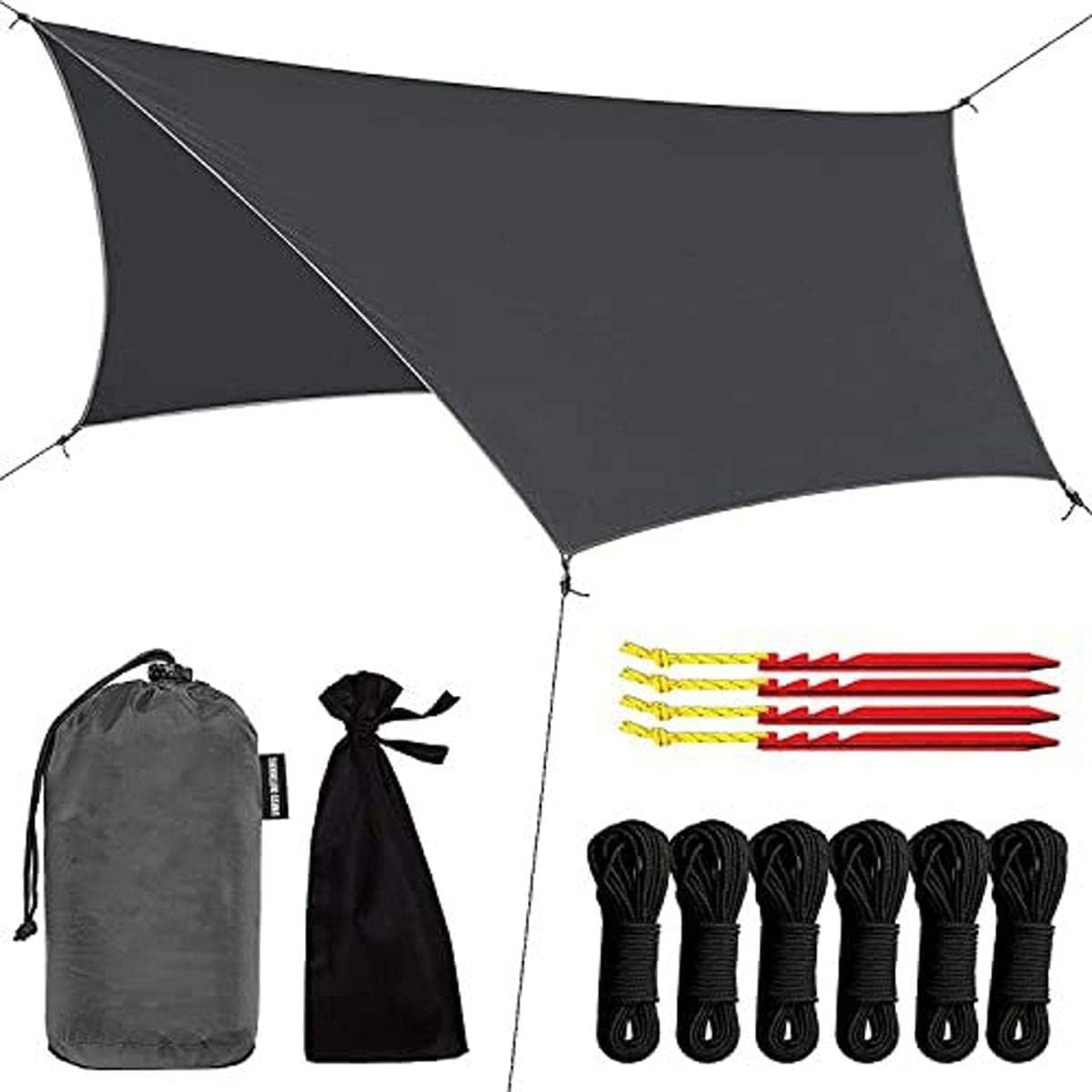 Camping Rain Fly Tarp Waterproof Camping Shelter Canopy Lightweight for Hammock, Backpacking or Camp Gear 12 x 9 ft Gray Camping Rain Fly Tarp Waterproof Camping Shelter Canopy Lightweight for Hammock, Backpacking or Camp Gear 12 x 9 ft Gray
