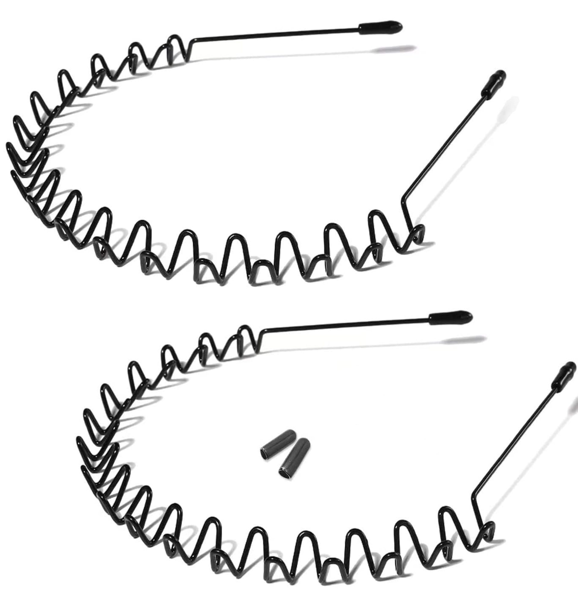 RMISODO 2 Pcs Black Metal Hair Band for Unisex Wavy Spring Outdoor Sports Headwear – Simple Elastic Non-Slip Headbands with Hoops RMISODO 2 Pcs Black Metal Hair Band for Unisex Wavy Spring Outdoor Sports Headwear – Simple Elastic Non-Slip Headbands with Hoops