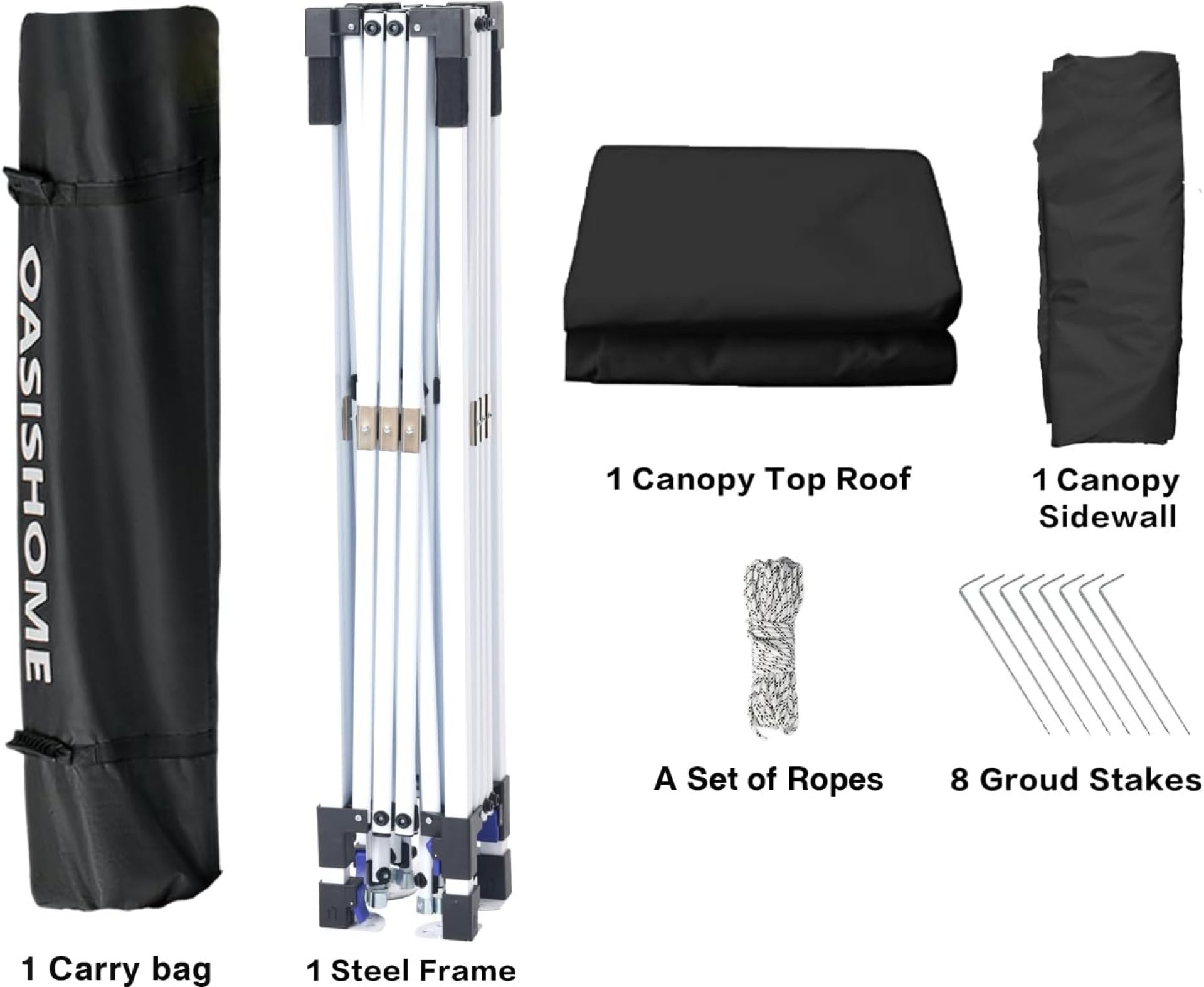 OASISHOME Pop-up Portable Outdoor Canopy Tent 10’x10′ Instant Gazebo, with 1 Sidewall, Carry Bag, Stakes, Ropes, for Outdoor/Beach/Patio/Wedding Parties and Commercial Events (10FTx10FT, Black) OASISHOME Pop-up Portable Outdoor Canopy Tent 10’x10′ Instant Gazebo, with 1 Sidewall, Carry Bag, Stakes, Ropes, for Outdoor/Beach/Patio/Wedding Parties and Commercial Events (10FTx10FT, Black)