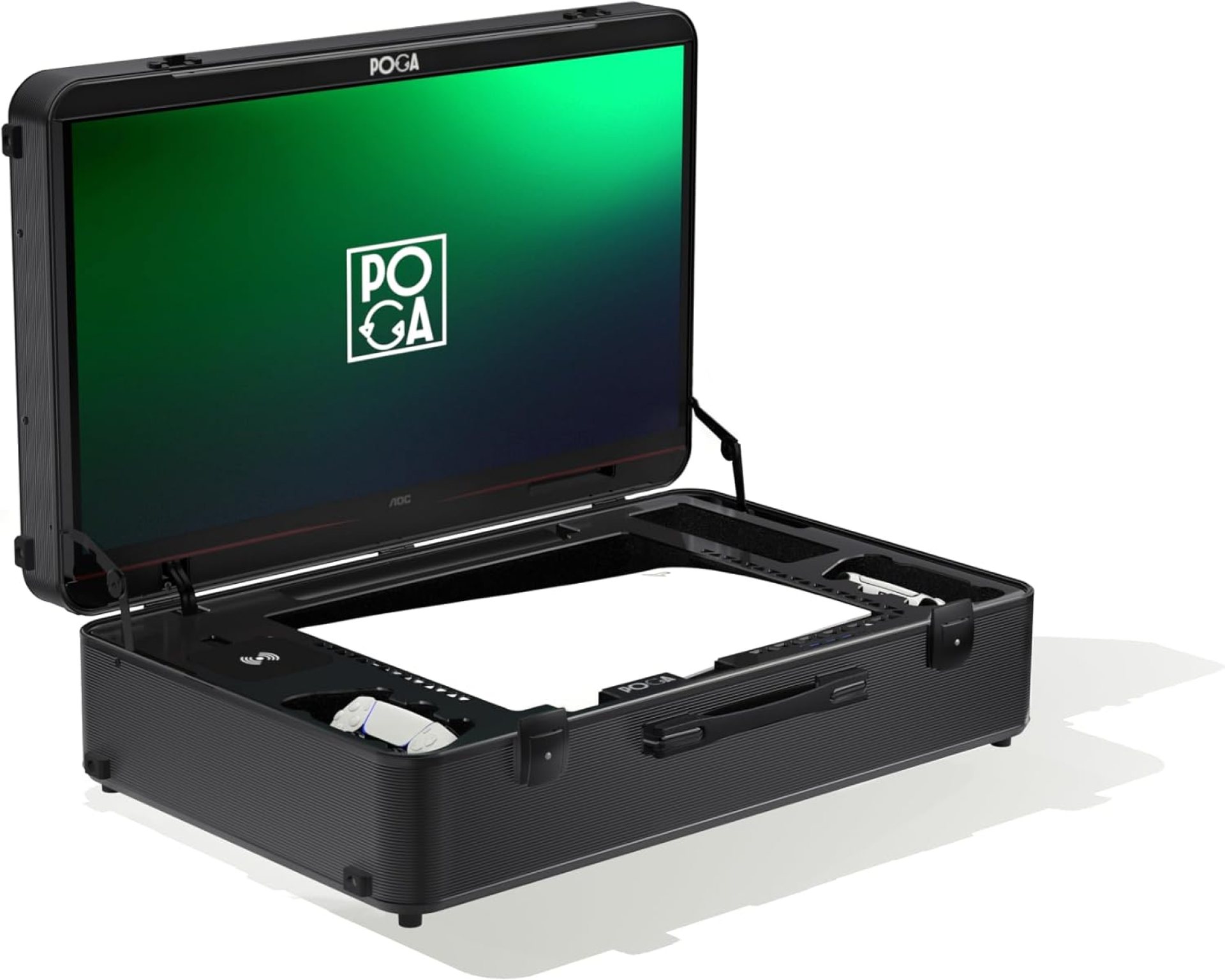 POGA YEZ Premium Portable UHD/4K Console Travel Case Included Trolley, Removeable Bluetooth Speaker and 27‘‘ AOC Gaming Monitor – Black POGA YEZ Premium Portable UHD/4K Console Travel Case Included Trolley, Removeable Bluetooth Speaker and 27‘‘ AOC Gaming Monitor – Black