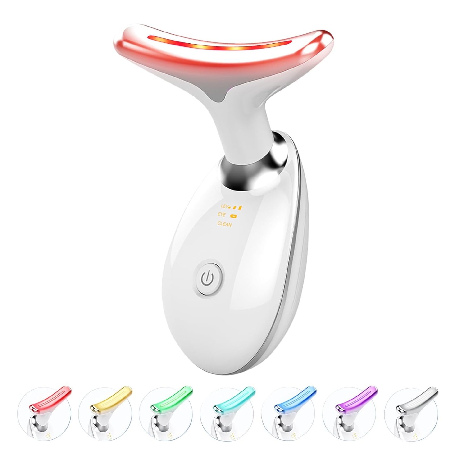 Red-Light-Therapy-for-Face and Neck, Red Light Therapy Wand, 7 Color Led Face Neck Massager for Skin Care, White Red-Light-Therapy-for-Face and Neck, Red Light Therapy Wand, 7 Color Led Face Neck Massager for Skin Care, White