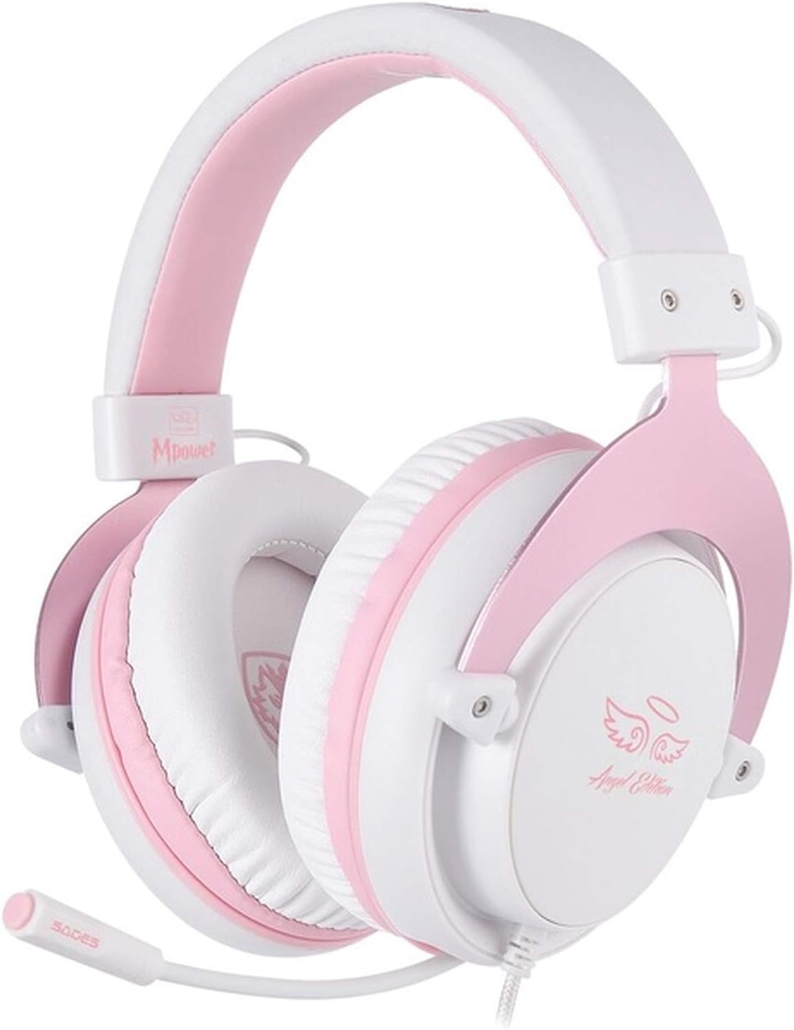 SADES MPOWER Stereo Gaming Headset for PS4, PC, Mobile, Noise Cancelling Over Ear Headphones with Retractable and Flexible Mic & Soft Memory Earmuffs for Laptop Nintendo Switch Games-Angel Edition SADES MPOWER Stereo Gaming Headset for PS4, PC, Mobile, Noise Cancelling Over Ear Headphones with Retractable and Flexible Mic & Soft Memory Earmuffs for Laptop Nintendo Switch Games-Angel Edition