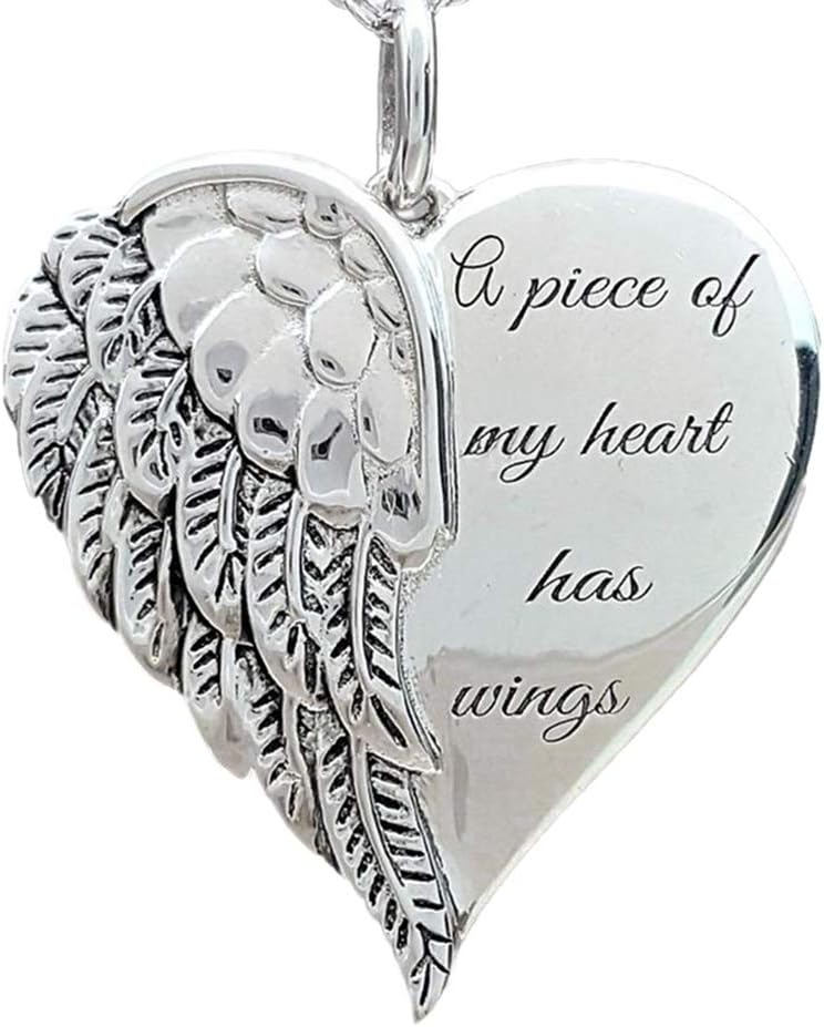 smallwoodi Exquisite Stylish Pendant,Fashion Women Angel A Piece Of My Heart Has Wings Letter Pendant Necklace Gift for Women Jewelry Silver smallwoodi Exquisite Stylish Pendant,Fashion Women Angel A Piece Of My Heart Has Wings Letter Pendant Necklace Gift for Women Jewelry Silver