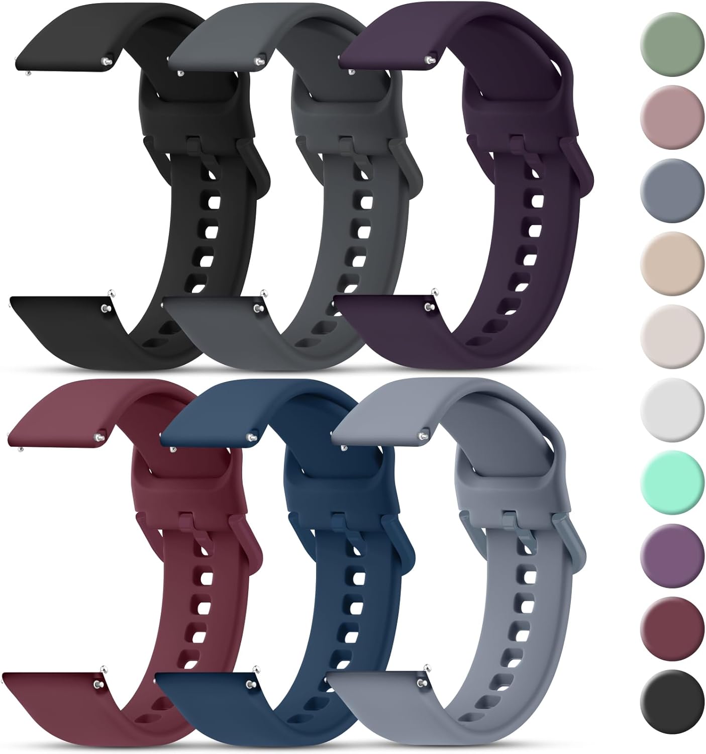 Tobfit 20mm 22mm Watch Bands Quick Release Watch Straps with Color Matched Metal Buckle, Soft Silicone Breathable Replacement Sport Watch Wristbands for Women Men Tobfit 20mm 22mm Watch Bands Quick Release Watch Straps with Color Matched Metal Buckle, Soft Silicone Breathable Replacement Sport Watch Wristbands for Women Men