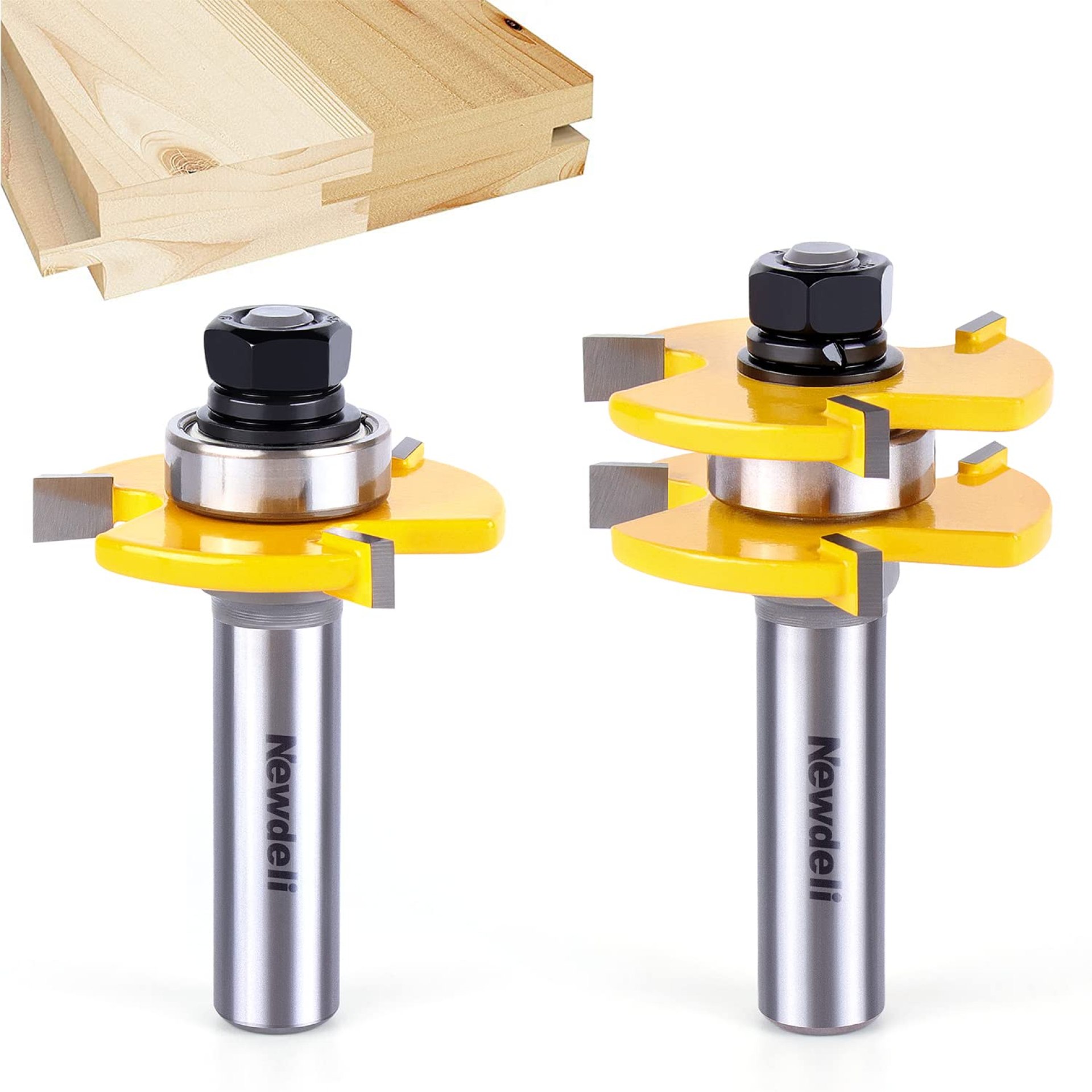 Tongue and Groove Router Bit Set 1/2 Inch Shank,Newdeli 3 Teeth Adjustable T Shape Wood Milling Cutter, Tongue Groove Router Bits Tongue and Groove Router Bit Set 1/2 Inch Shank,Newdeli 3 Teeth Adjustable T Shape Wood Milling Cutter, Tongue Groove Router Bits