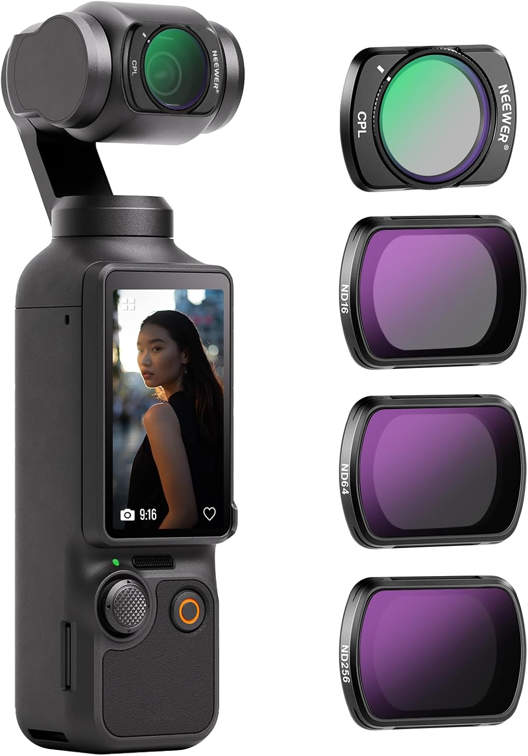 NEEWER HD CPL ND16 ND64 ND256 Filter Kit Compatible with DJI OSMO Pocket 3 Creator Combo Accessories Magnetic Action Camera Neutral Density Polarising Filter Optical Glass Aluminum Frame NEEWER HD CPL ND16 ND64 ND256 Filter Kit Compatible with DJI OSMO Pocket 3 Creator Combo Accessories Magnetic Action Camera Neutral Density Polarising Filter Optical Glass Aluminum Frame