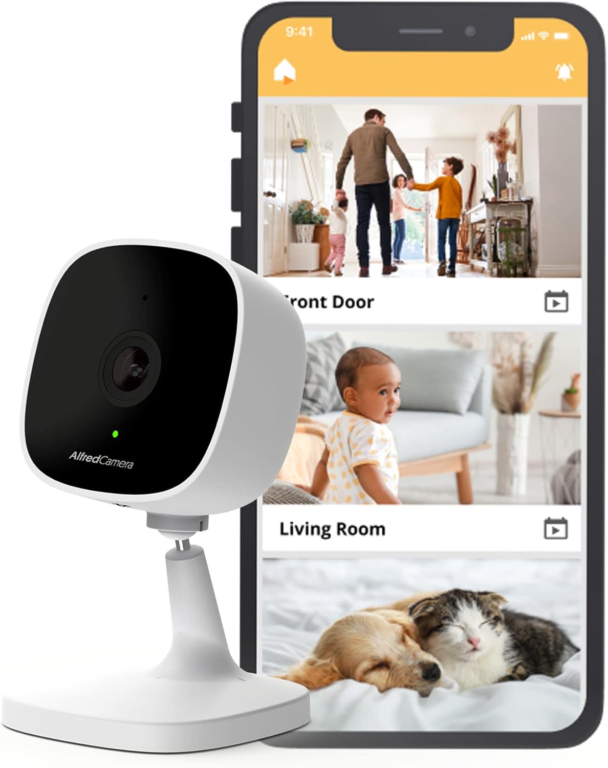Indoor 1080P FHD WiFi Security Bullet Camera – AlfredCam, Plug-in Baby/Pet Monitor-Night Vision, Wide-Angle View, Continuous Recording, Stick-On Mount, Works with 2.4G WiFi Indoor 1080P FHD WiFi Security Bullet Camera – AlfredCam, Plug-in Baby/Pet Monitor-Night Vision, Wide-Angle View, Continuous Recording, Stick-On Mount, Works with 2.4G WiFi