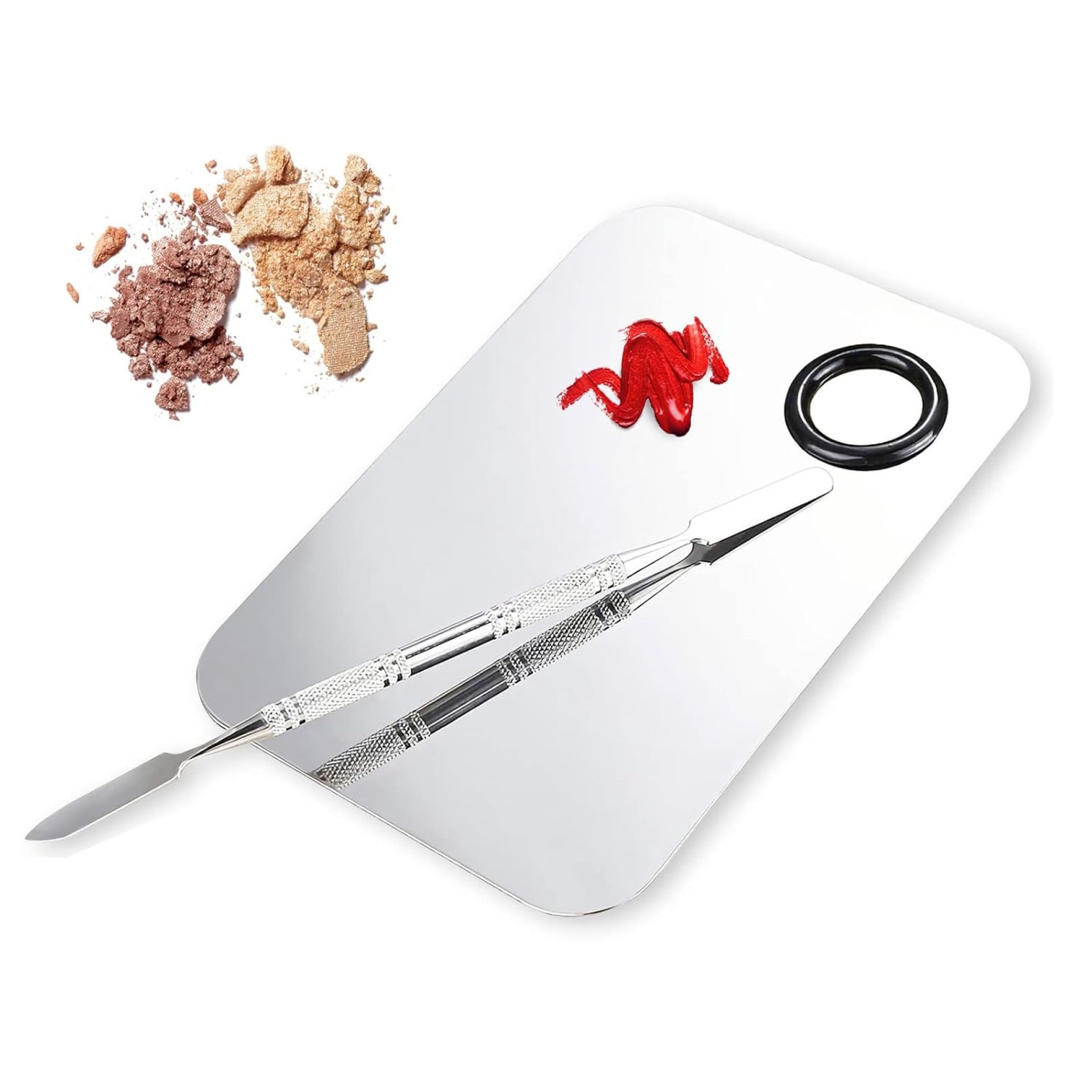 Makeup Mixing Palette, Upgrad Stainless Steel Metal Mixing Tray with Spatula Artist Tool for Mixing Foundation Nail-Art Makeup Mixing Palette, Upgrad Stainless Steel Metal Mixing Tray with Spatula Artist Tool for Mixing Foundation Nail-Art