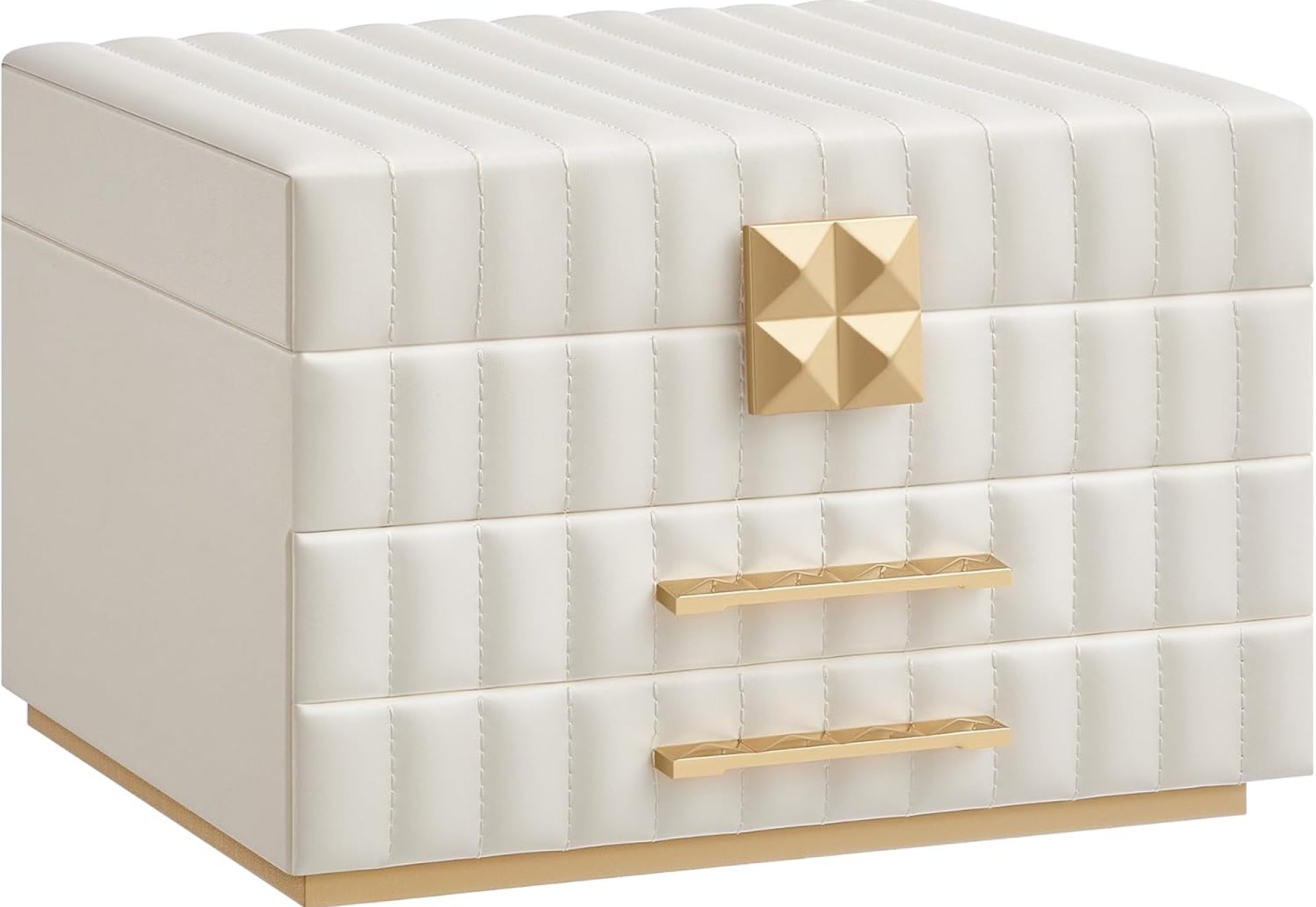 SONGMICS HOME 3-Tier Jewelry Box with Mirror, Jewelry Organizer with 2 Drawers, PU Surface with Stitching, Floating Effect, 8.5 x 9.4 x 6.2 Inches, Cloud White, ANAH Collection UJBC183W01 SONGMICS HOME 3-Tier Jewelry Box with Mirror, Jewelry Organizer with 2 Drawers, PU Surface with Stitching, Floating Effect, 8.5 x 9.4 x 6.2 Inches, Cloud White, ANAH Collection UJBC183W01