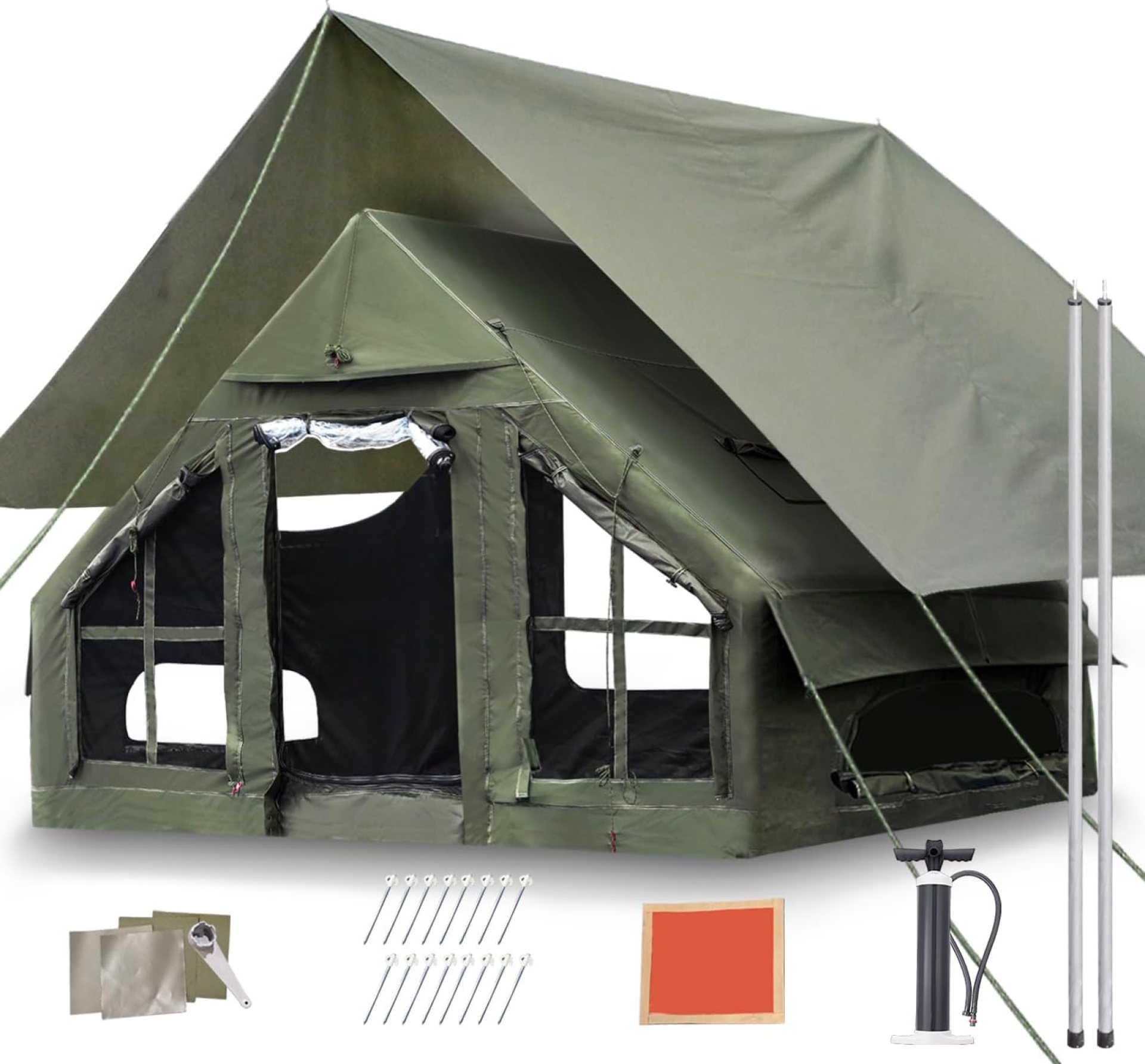 Inflatable Camping Tent, Luxury 4 Season Family Glamping Tents with Pump, Waterproof Canopy, Mesh Windows & Door, Clear Curtains & Skylight, for Travel & Adventure Inflatable Camping Tent, Luxury 4 Season Family Glamping Tents with Pump, Waterproof Canopy, Mesh Windows & Door, Clear Curtains & Skylight, for Travel & Adventure