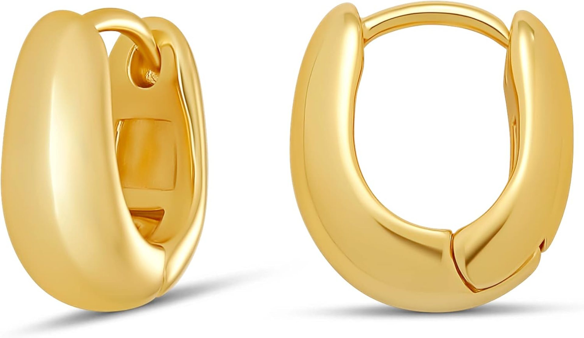 Amazon Essentials 14K Gold or Sterling Silver Plated Teardrop Huggie Hoop 12mm Amazon Essentials 14K Gold or Sterling Silver Plated Teardrop Huggie Hoop 12mm