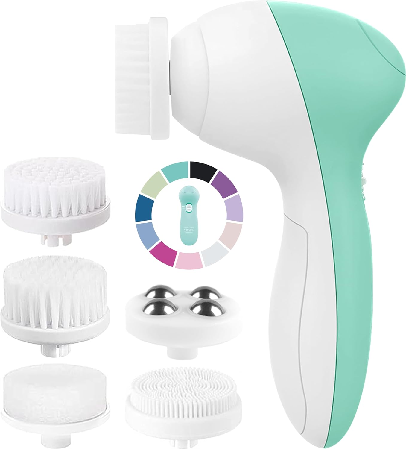 Face Scrubber | Facial Cleansing Brush Exfoliator Skin Care Products Beauty Products Powered Electric Wash Exfoliating Spin Cleanser Cleaning Scrub Including 7 Heads (Opal) Face Scrubber | Facial Cleansing Brush Exfoliator Skin Care Products Beauty Products Powered Electric Wash Exfoliating Spin Cleanser Cleaning Scrub Including 7 Heads (Opal)