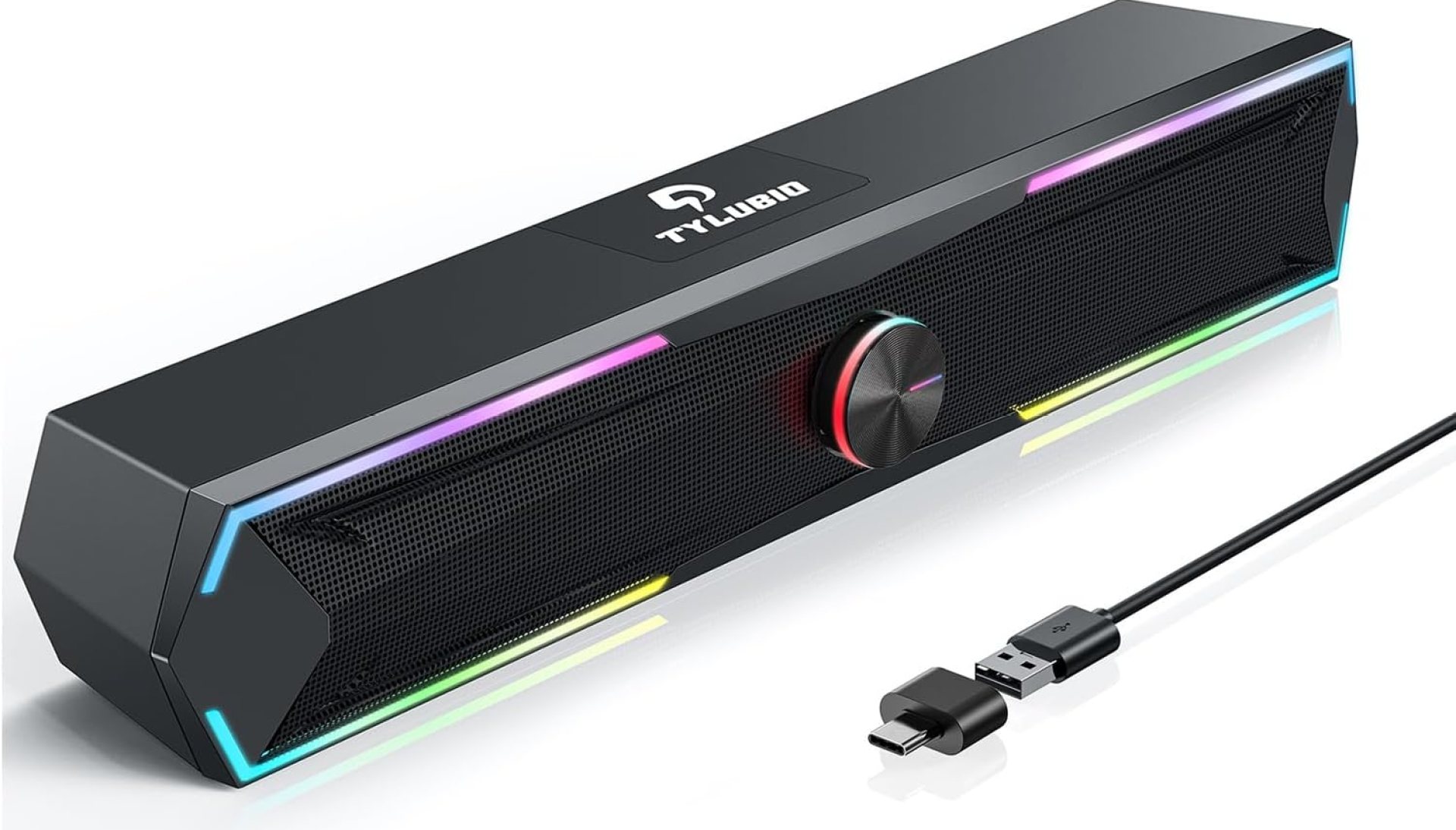 Pc Speakers Computer Sound Bar with Stereo Sound, Flowing LED Computer Speaker for Desktop Laptop Monitor, Bluetooth & USB Input Black Pc Speakers Computer Sound Bar with Stereo Sound, Flowing LED Computer Speaker for Desktop Laptop Monitor, Bluetooth & USB Input Black