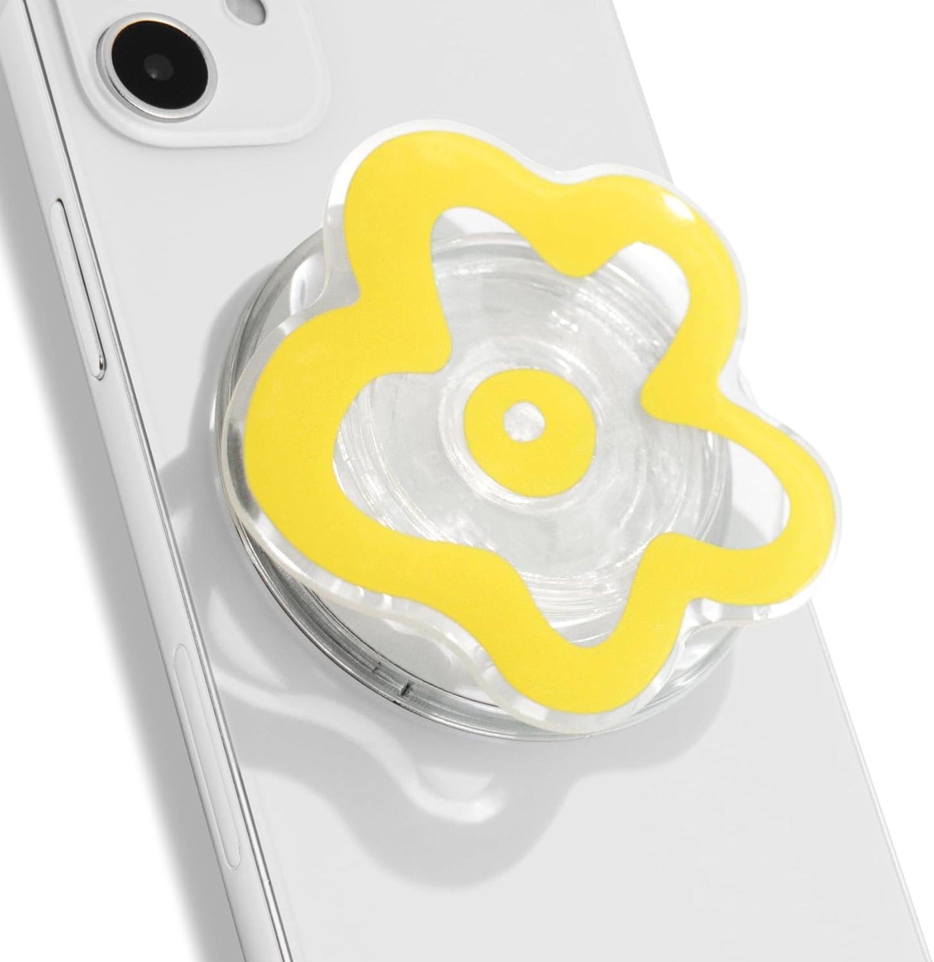 OnTheGrip Cute Transparent Daisy Flower Shape Design Mobile Phone Grip Compatible with Magsafe Multi Functional Collapsible Stand Holder for Smartphone Tablet Cell Phone Accessory (Yellow) OnTheGrip Cute Transparent Daisy Flower Shape Design Mobile Phone Grip Compatible with Magsafe Multi Functional Collapsible Stand Holder for Smartphone Tablet Cell Phone Accessory (Yellow)
