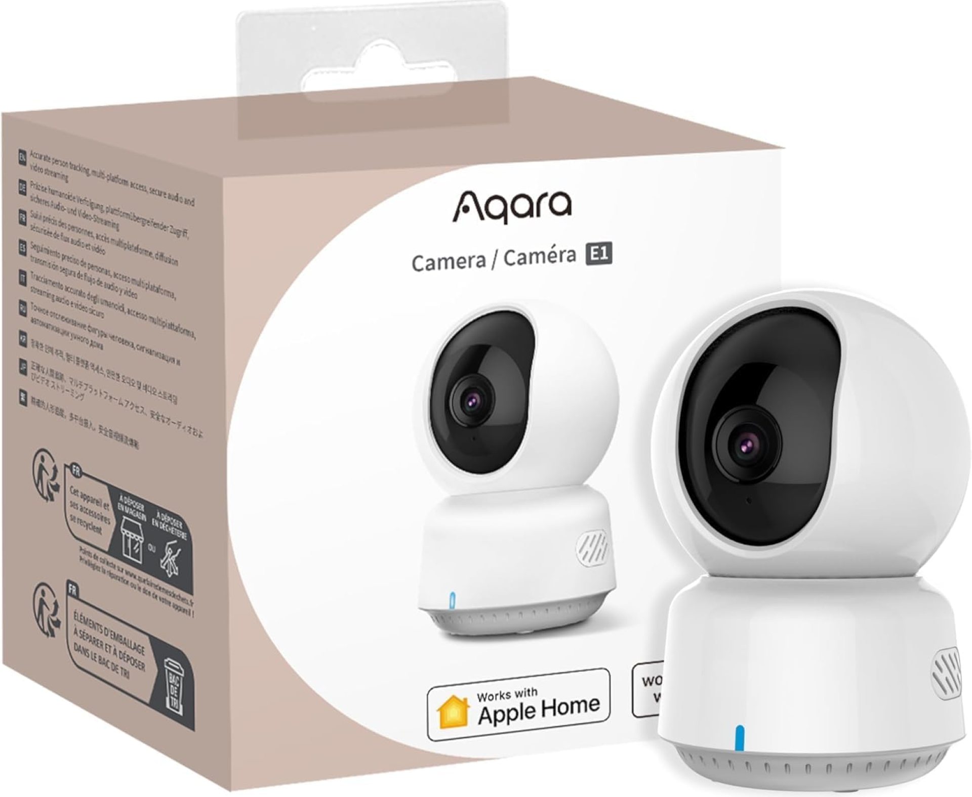 Aqara 2K Indoor Security Camera E1, Pan & Tilt, HomeKit Secure Video Indoor Camera, Two-Way Audio, Night Vision, Person Tracking, Wi-Fi 6, Plug-in Cam Supports HomeKit, Alexa and IFTTT Aqara 2K Indoor Security Camera E1, Pan & Tilt, HomeKit Secure Video Indoor Camera, Two-Way Audio, Night Vision, Person Tracking, Wi-Fi 6, Plug-in Cam Supports HomeKit, Alexa and IFTTT