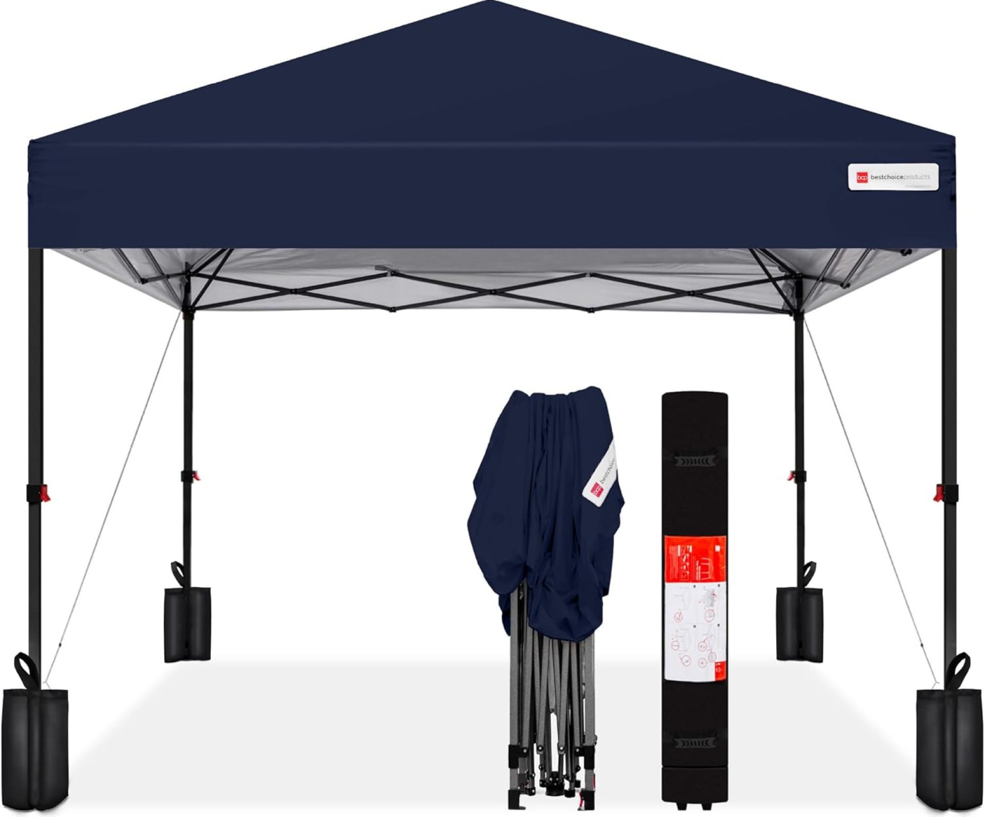 Best Choice Products 10x10ft 1-Person Setup Pop Up Canopy Tent Instant Portable Shelter w/ 1-Button Push, Case, 4 Weight Bags – Blue Best Choice Products 10x10ft 1-Person Setup Pop Up Canopy Tent Instant Portable Shelter w/ 1-Button Push, Case, 4 Weight Bags – Blue