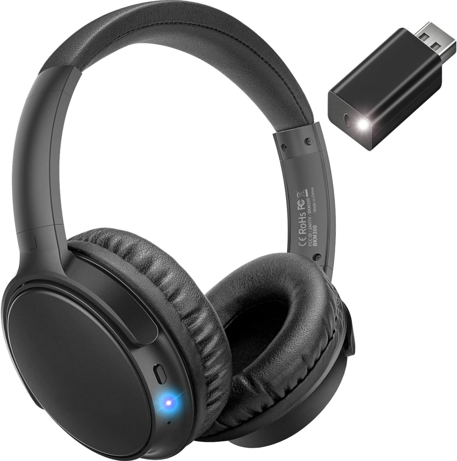 Wireless Headphones for TV – BKM300 Bluetooth TV Headphones Wireless with 4 Options Output(Optical, AUX, RCA and USB), 165FT Long Range, Higher Volume, 20Hrs, Plug & Play, No Delay Wireless Headphones for TV – BKM300 Bluetooth TV Headphones Wireless with 4 Options Output(Optical, AUX, RCA and USB), 165FT Long Range, Higher Volume, 20Hrs, Plug & Play, No Delay