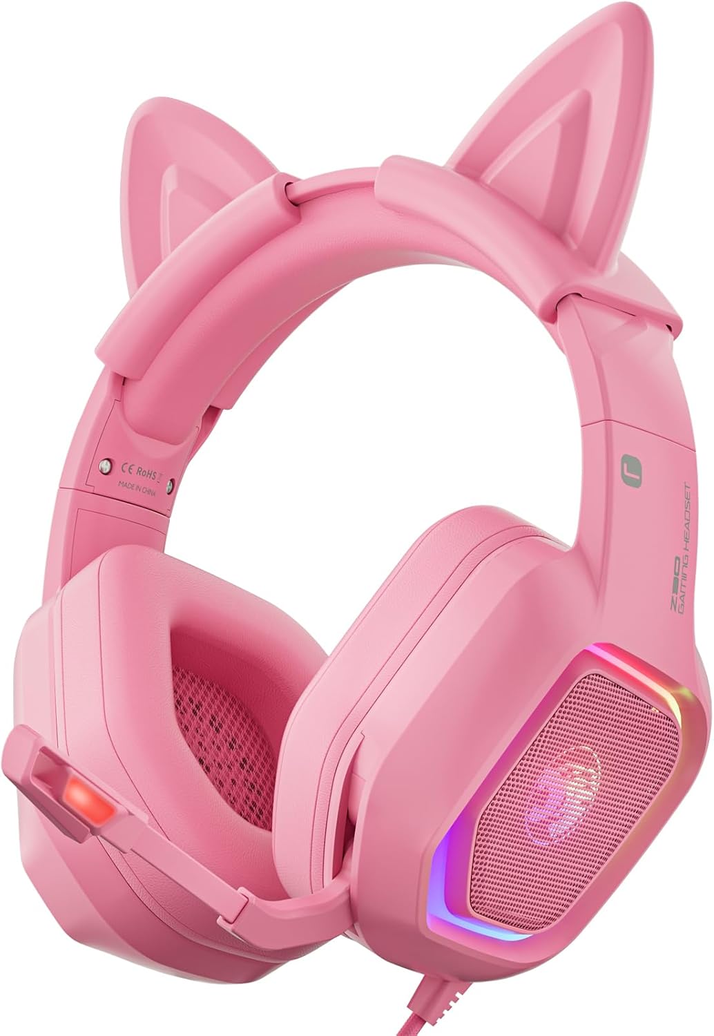 ZIUMIER Pink Gaming Headset with Detachable Cat Ears, Compatible with PS4 PS5 Xbox One PC Laptop, Over-Ear Headphones with LED Light, Noise Canceling Mic, Stereo Surround Sound ZIUMIER Pink Gaming Headset with Detachable Cat Ears, Compatible with PS4 PS5 Xbox One PC Laptop, Over-Ear Headphones with LED Light, Noise Canceling Mic, Stereo Surround Sound