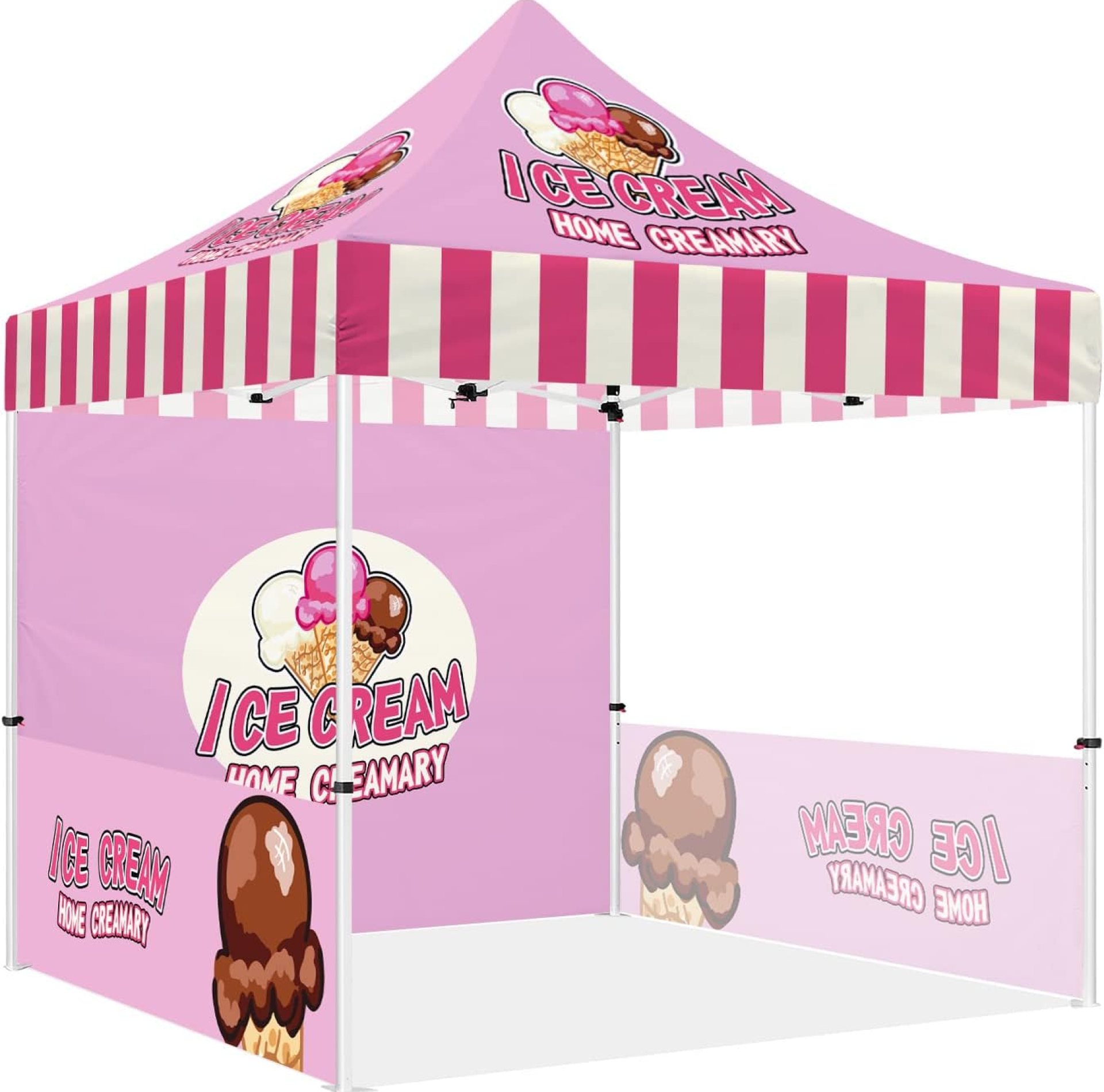 Custom Canopy Tent 10×10 with Logo, Personalized Pop Up Canopy Tent with Optional Walls for Business Events, Trade Shows, Farmers Market, Roller Bag Included(Demo ICE Cream) Custom Canopy Tent 10×10 with Logo, Personalized Pop Up Canopy Tent with Optional Walls for Business Events, Trade Shows, Farmers Market, Roller Bag Included(Demo ICE Cream)
