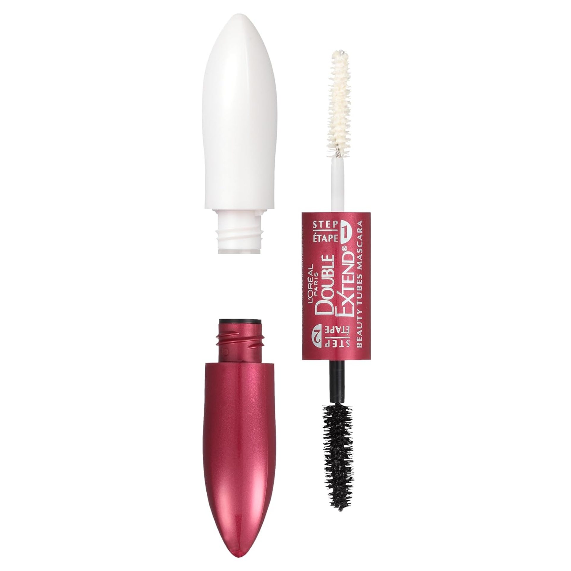 L’Oreal Paris Makeup Double Extend Tubing Mascara, Lengthening 2 Step Mascara, Smudgeproof, Black L’Oreal Paris Makeup Double Extend Tubing Mascara, Lengthening 2 Step Mascara, Smudgeproof, Black