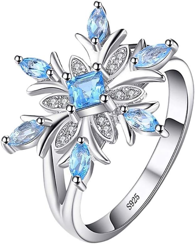 1X Women Jewellery Ring Silver Christmas Snowflake Blue Crystal Wedding Party Thumb Knuckle Ring Love Gift Size 8 Durable and Useful Deft and Fashion 1X Women Jewellery Ring Silver Christmas Snowflake Blue Crystal Wedding Party Thumb Knuckle Ring Love Gift Size 8 Durable and Useful Deft and Fashion