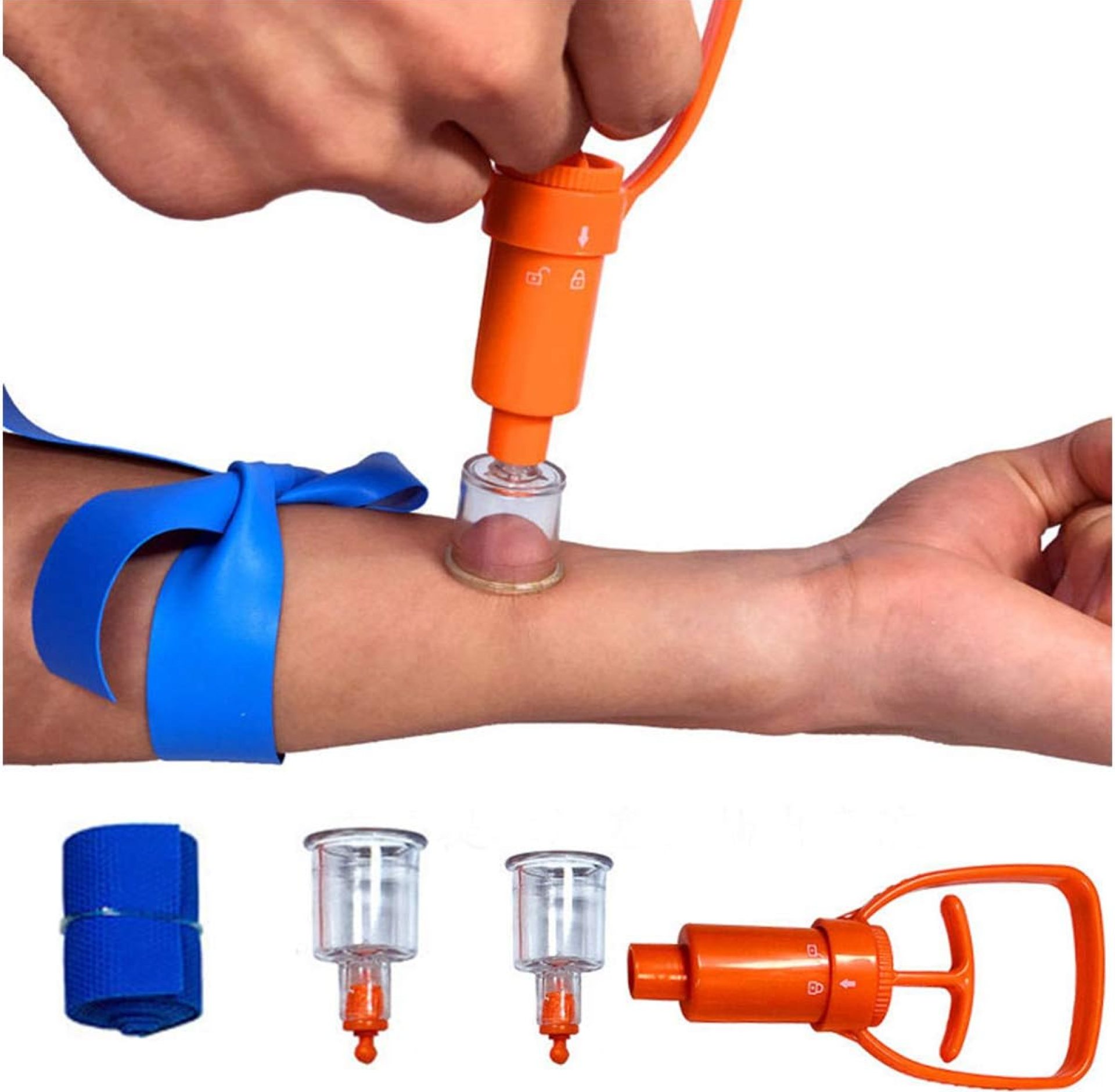 Snake Bite Kit, Bee Sting Kit, Emergency First Aid Supplies, Venom Extractor Suction Pump, Bite and Sting First Aid for Hiking, Backpacking and Camping. Includes Bonus CPR face Shield (Orange) Snake Bite Kit, Bee Sting Kit, Emergency First Aid Supplies, Venom Extractor Suction Pump, Bite and Sting First Aid for Hiking, Backpacking and Camping. Includes Bonus CPR face Shield (Orange)