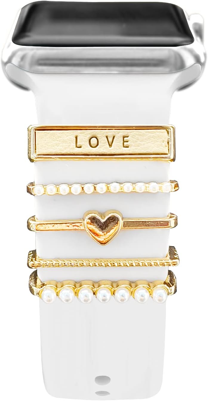 5Pcs Charms for Apple Watch band 41mm 45mm 40mm 44mm 38mm 42mm 46mm 49 Women,Diamond+Metal Jewelry Decorative Ring For iWatch series 10 9 8 7 6 5 4 3 se,Galaxy watch 7/6/5/4,Silicone strap Accessories 5Pcs Charms for Apple Watch band 41mm 45mm 40mm 44mm 38mm 42mm 46mm 49 Women,Diamond+Metal Jewelry Decorative Ring For iWatch series 10 9 8 7 6 5 4 3 se,Galaxy watch 7/6/5/4,Silicone strap Accessories