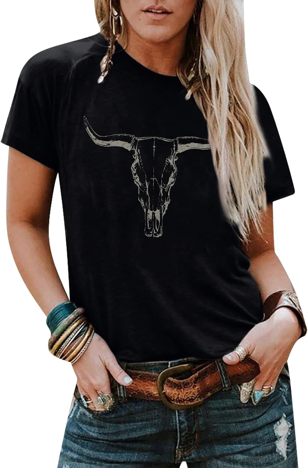 Boho Cow Skull Shirt Women Cowgirl t Shirt Vintage Western Rodeo Graphic Tee Short Sleeve Bull Skull Casual Top Boho Cow Skull Shirt Women Cowgirl t Shirt Vintage Western Rodeo Graphic Tee Short Sleeve Bull Skull Casual Top