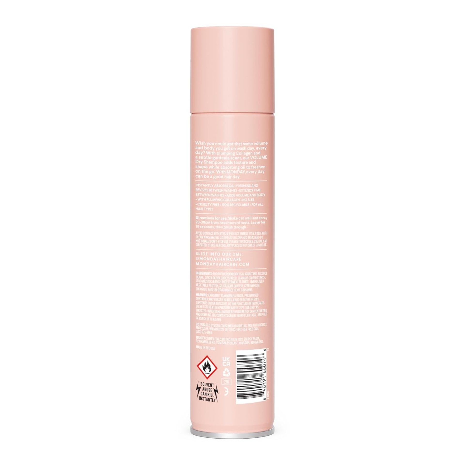 MONDAY HAIRCARE Dry Shampoo Volume 6.7oz, Volumizes and Freshens Hair, Absorbs Oil, Nourishes with Keratin, Protects Hair (Pack of 2) MONDAY HAIRCARE Dry Shampoo Volume 6.7oz, Volumizes and Freshens Hair, Absorbs Oil, Nourishes with Keratin, Protects Hair (Pack of 2)