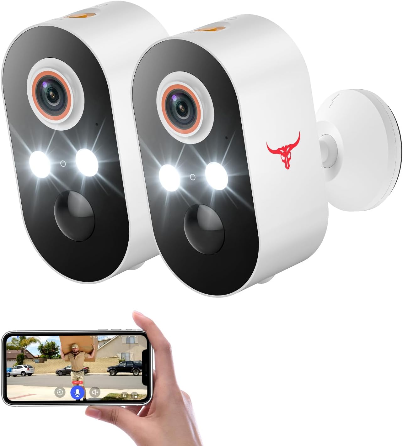 1080P Security Camera Wireless Outdoor, Color Night Vision, Intelligent Human Detection, 2.4Ghz Wi-Fi Support, 2-Way Audio, Battery Powered, Cloud Storage (2 Pack) 1080P Security Camera Wireless Outdoor, Color Night Vision, Intelligent Human Detection, 2.4Ghz Wi-Fi Support, 2-Way Audio, Battery Powered, Cloud Storage (2 Pack)