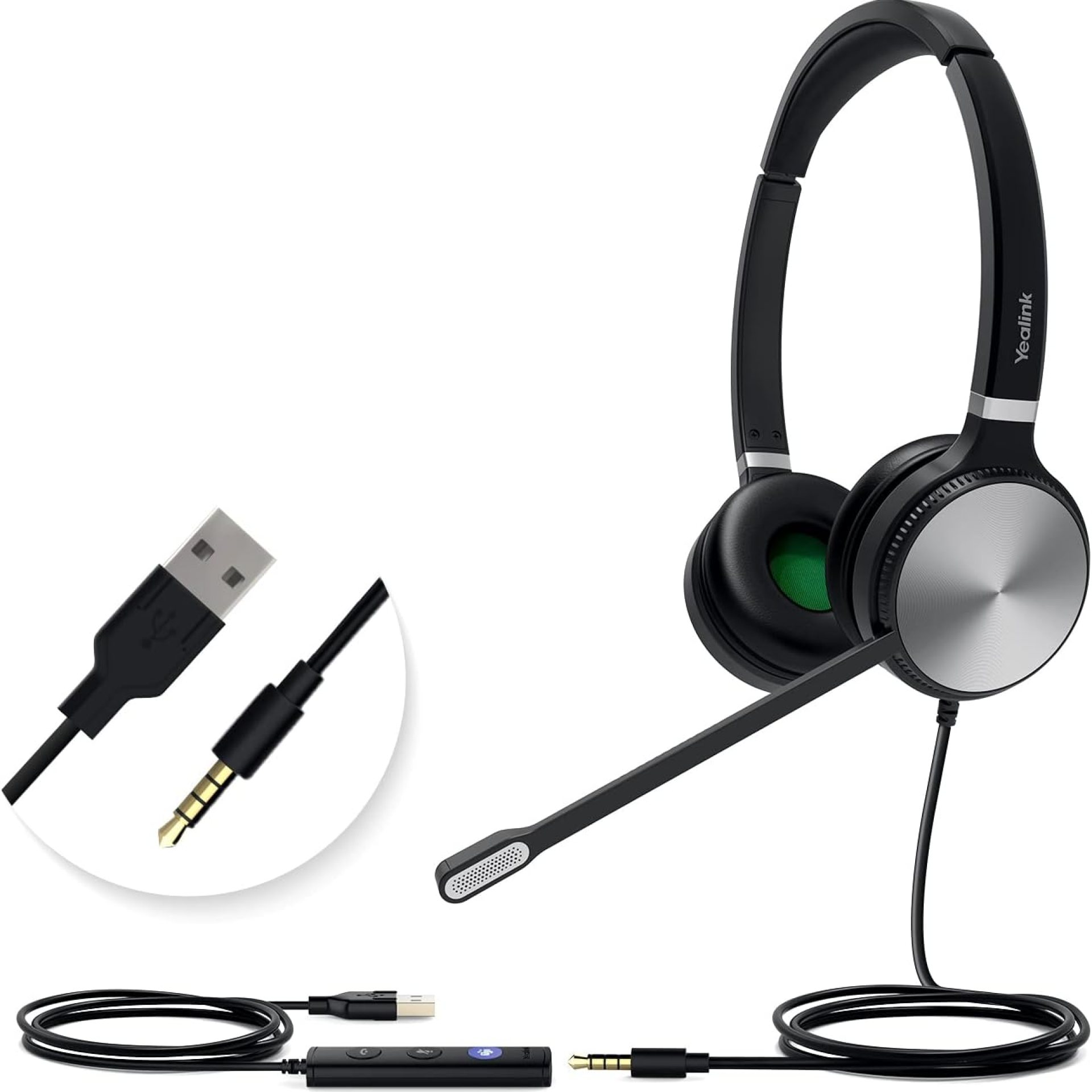Yealink UH36 Professional USB Headset, Wired Headphones for Computer PC Laptop Work Headset with Noise Canceling Mic for Call and Music(for Teams Certified, Stereo,3.5mm Jack/USB Connection) Yealink UH36 Professional USB Headset, Wired Headphones for Computer PC Laptop Work Headset with Noise Canceling Mic for Call and Music(for Teams Certified, Stereo,3.5mm Jack/USB Connection)