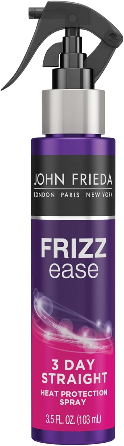 John Frieda Frizz Ease 3 Day Straight Heat Protection Spray, Keeps Hair Straight and Frizz-Free for 3 Days, Keratin-Infused Flat Iron & Styling Spray for a Smooth, Sleek Finish, 3.5 Oz John Frieda Frizz Ease 3 Day Straight Heat Protection Spray, Keeps Hair Straight and Frizz-Free for 3 Days, Keratin-Infused Flat Iron & Styling Spray for a Smooth, Sleek Finish, 3.5 Oz