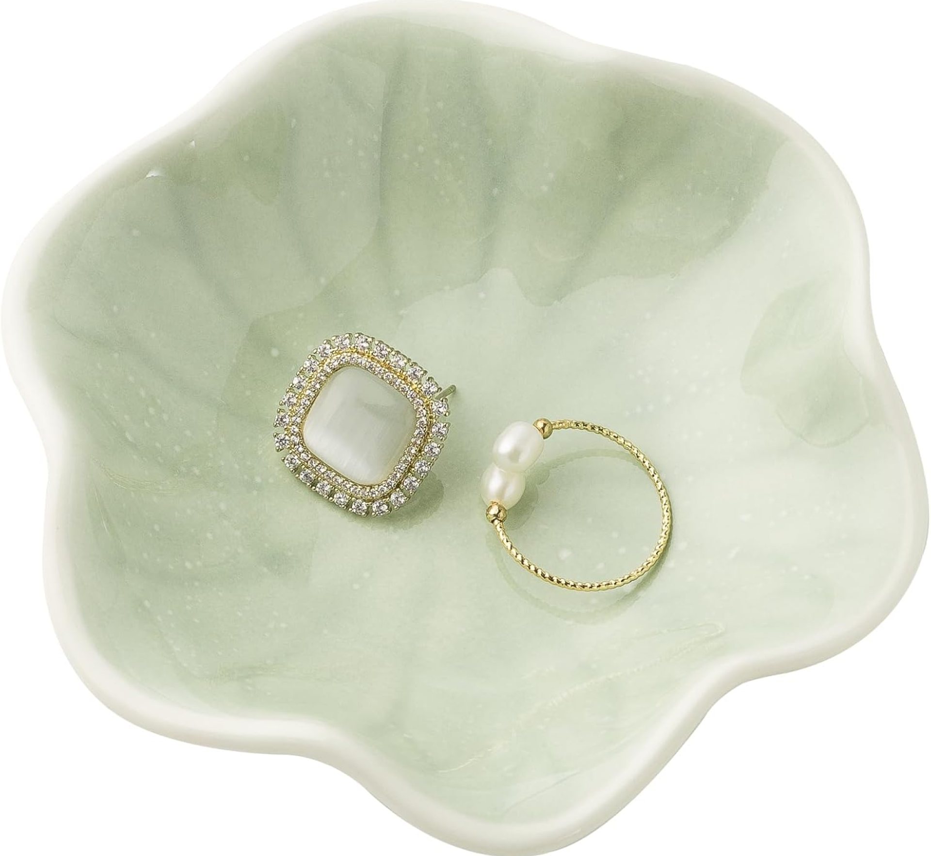 Ceramic Trinket Dish, Ring Tray, Decorative Jewelry Dish for Earrings Necklaces Watch Keys Women (Green Leaf) Ceramic Trinket Dish, Ring Tray, Decorative Jewelry Dish for Earrings Necklaces Watch Keys Women (Green Leaf)