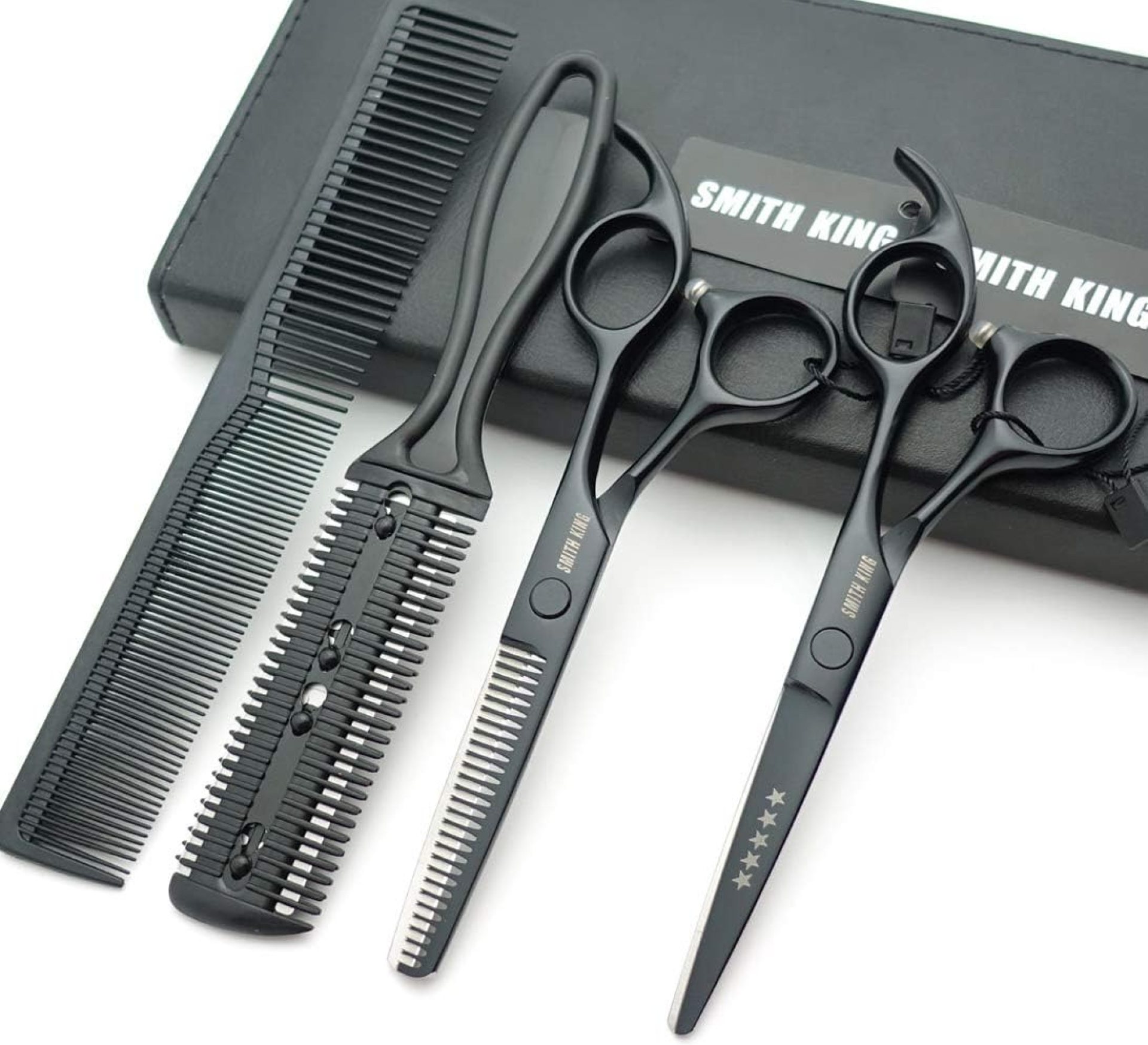 5.5 Inches Hair Scissors with Thinning Comb Hair Cutting Shears Thinning Shears set for Professional and Personal (Black) 5.5 Inches Hair Scissors with Thinning Comb Hair Cutting Shears Thinning Shears set for Professional and Personal (Black)