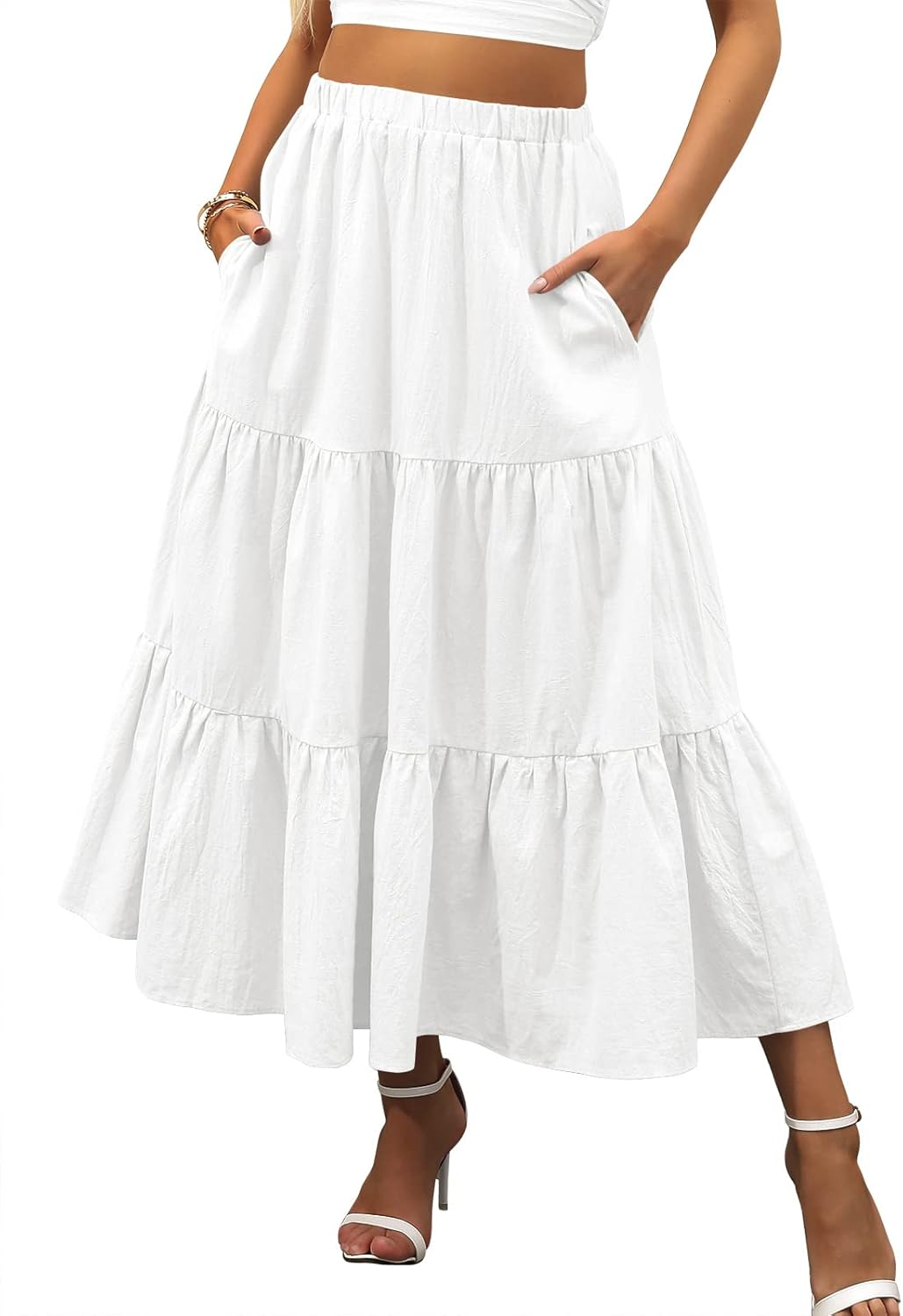 ANRABESS Women’s Summer Boho Flowy Swing Tiered A-Line Maxi Skirt 2025 Fashion Trendy Elastic Waist Pleated Long Beach Dress ANRABESS Women’s Summer Boho Flowy Swing Tiered A-Line Maxi Skirt 2025 Fashion Trendy Elastic Waist Pleated Long Beach Dress